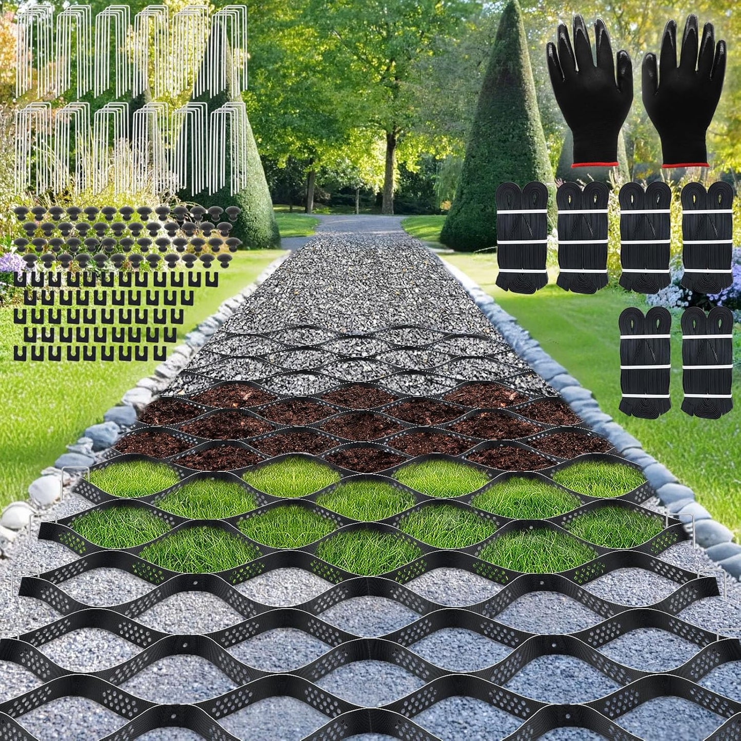 Gravel Grid 120 x 4 FT for Driveway & Pathway Stabilization