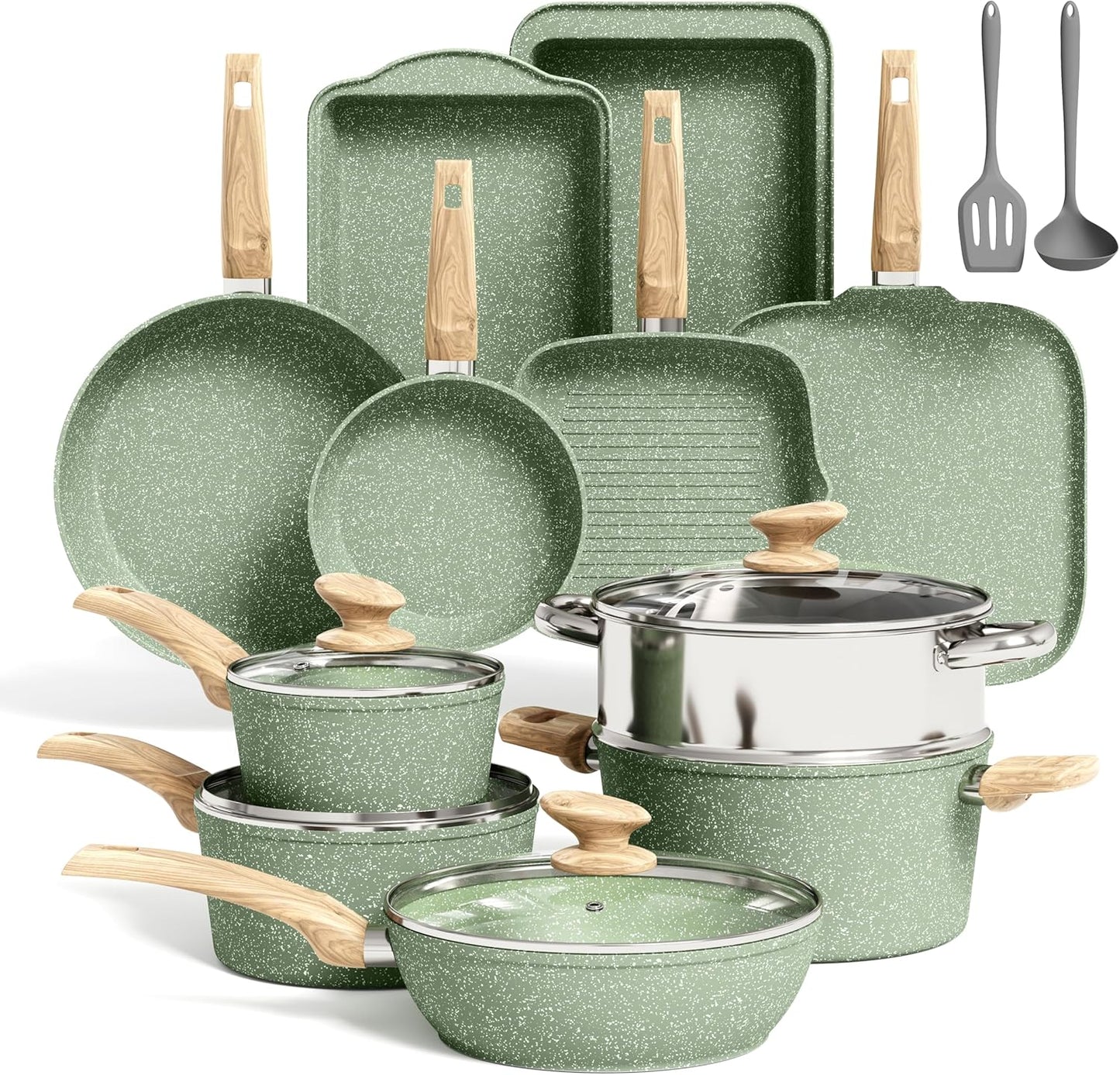 Kitchen Academy 17 Pieces Induction Cookware Set for Healthy Cooking