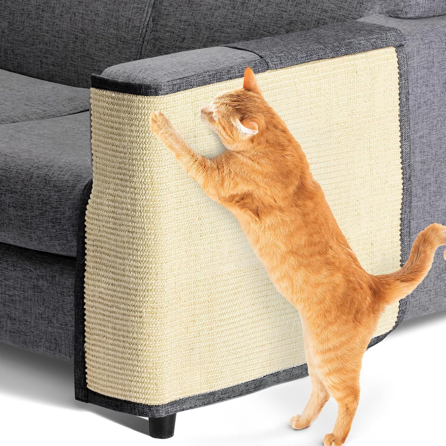 Navaris Cat Scratch Mat - Natural Sisal Furniture Protector