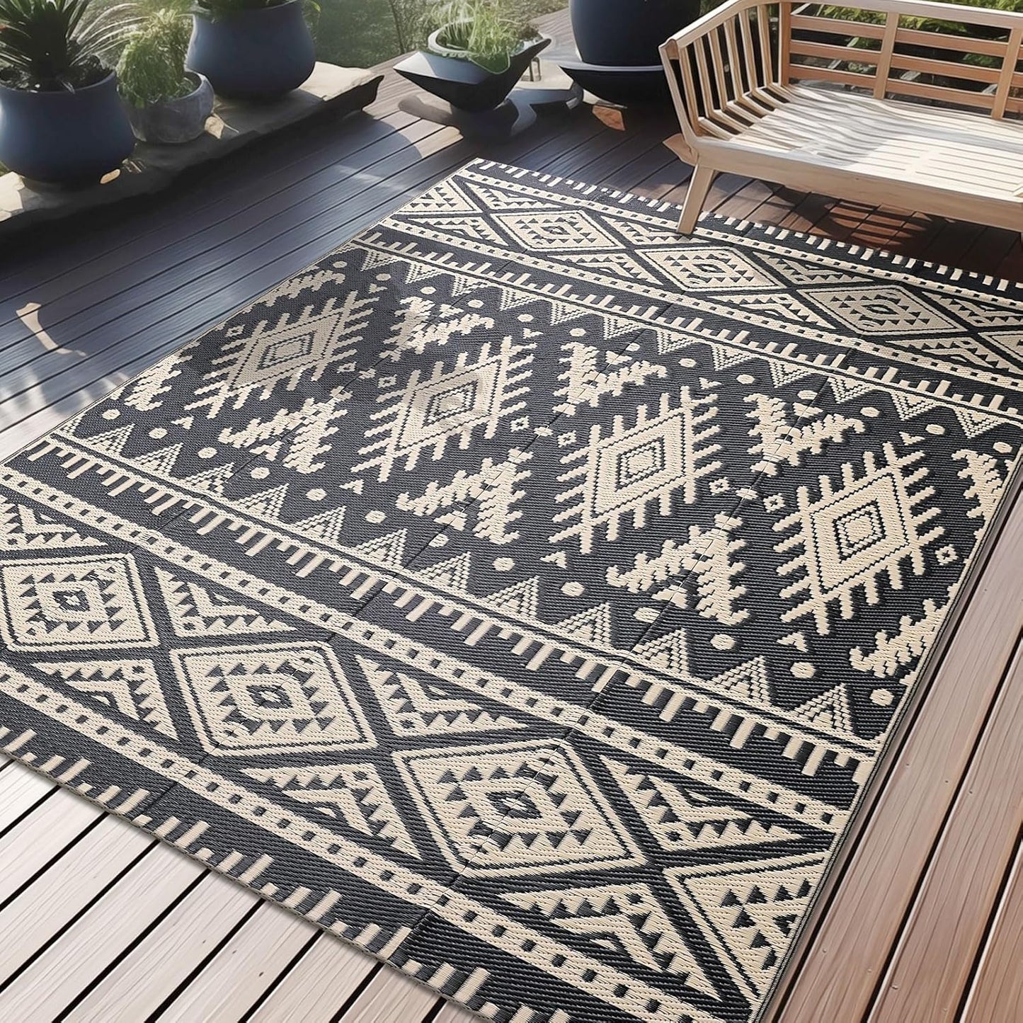 OLANLY Outdoor Rug Waterproof 5x8 ft for Patio and Camp