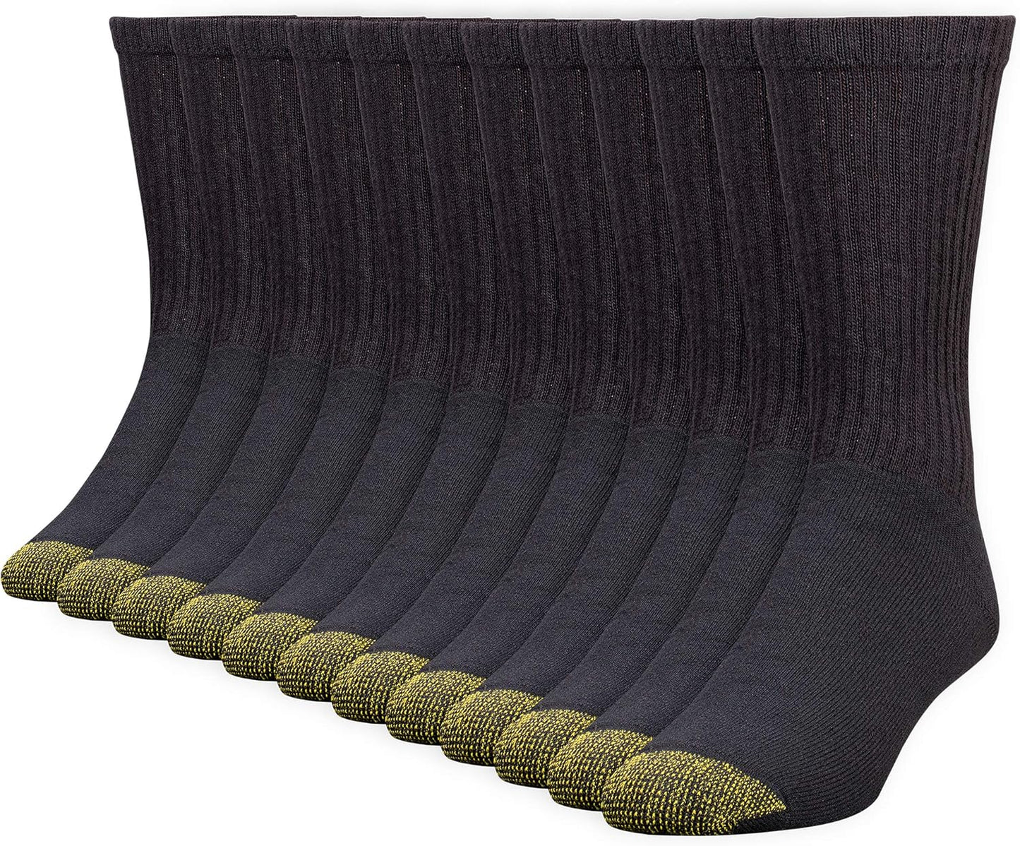 GOLDTOE Men's 656S Cotton Crew Athletic Socks - 12 Pairs