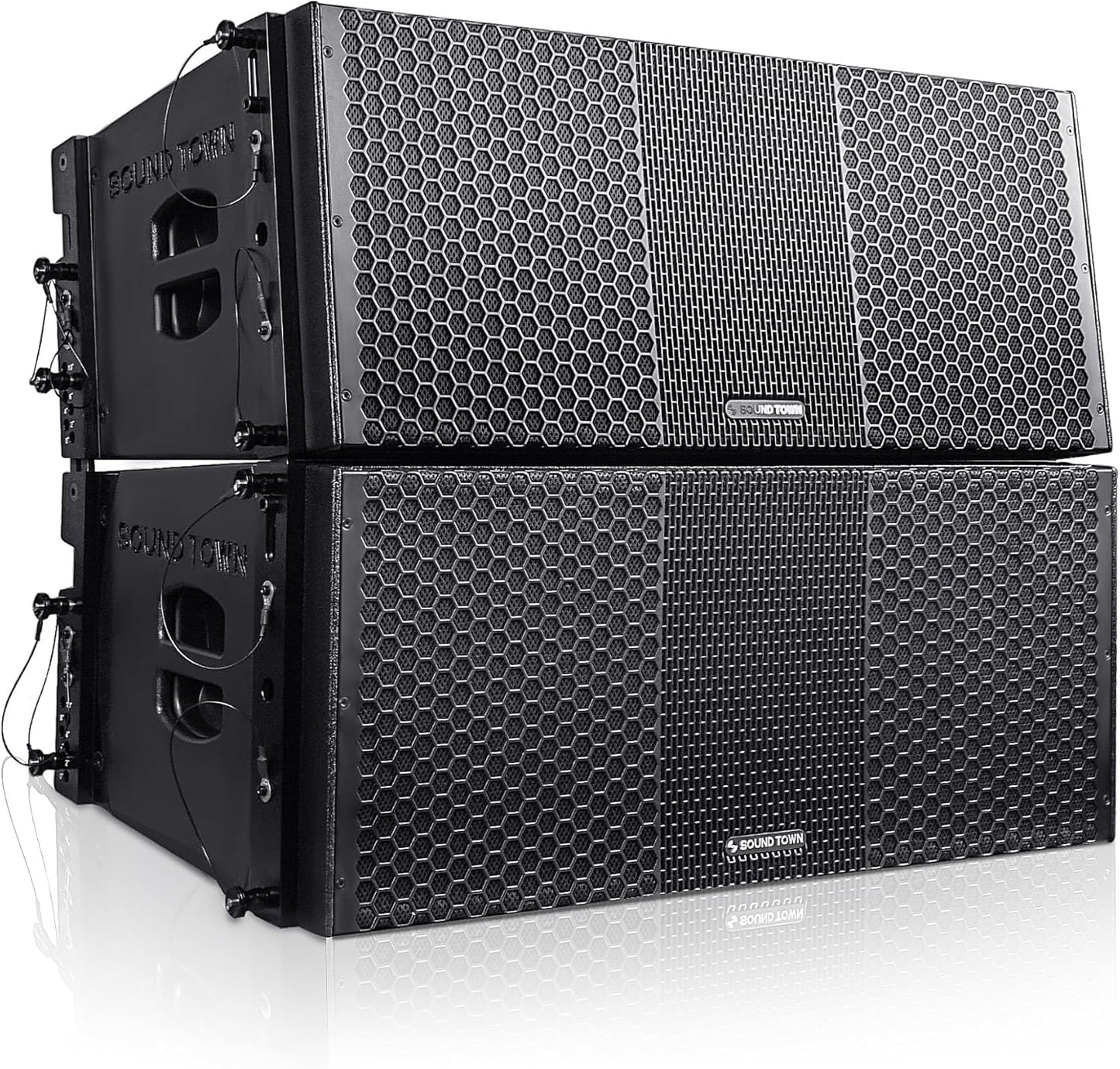 ZETHUS Pair of Dual 10-inch Powered Line Array Speakers System