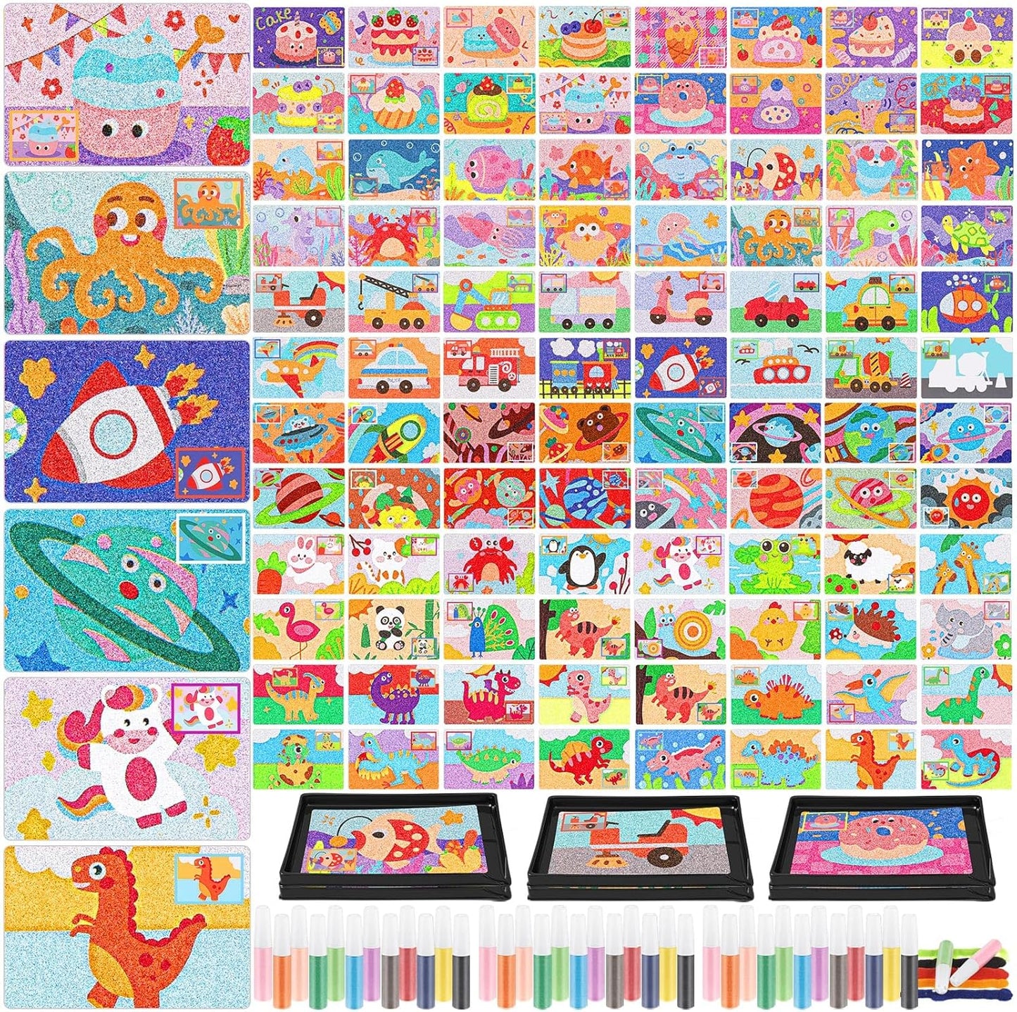 Tenceur 173 Pcs Kids' Sand Art Kits for Creative Fun