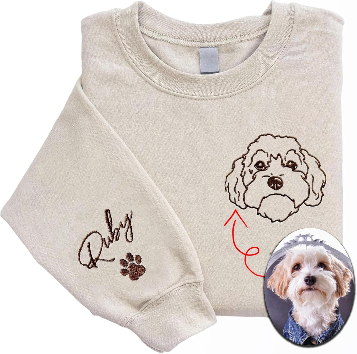Personalized Dog Mom Sweatshirt - Custom Embroidery