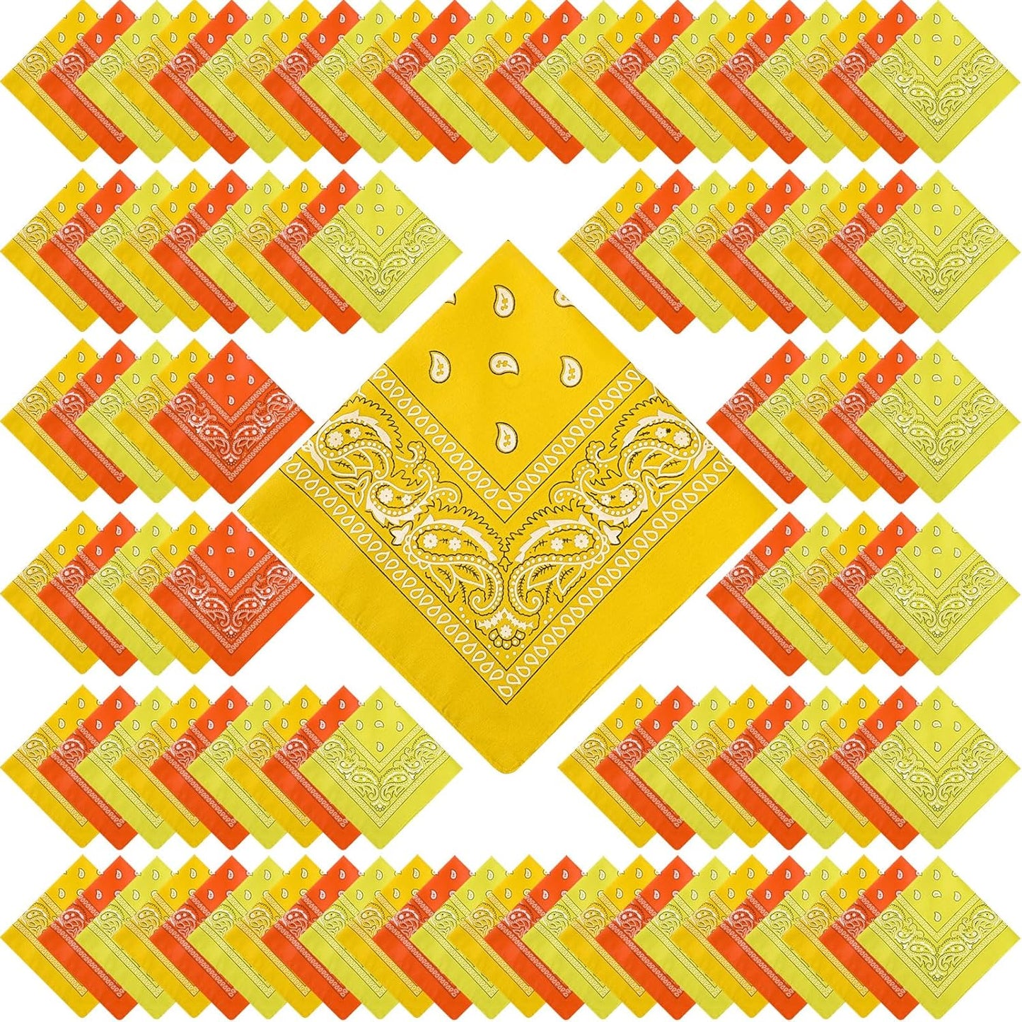 100 Pack Unisex Paisley Bandanas for Cowboy Style Fun