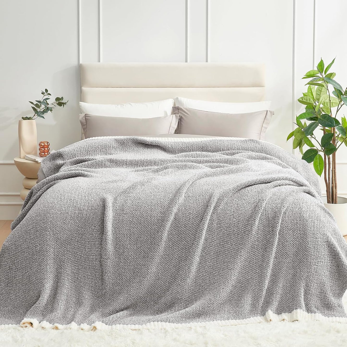 Snuggle Sac Queen Size Grey Blanket - Super Soft Warm Comfort