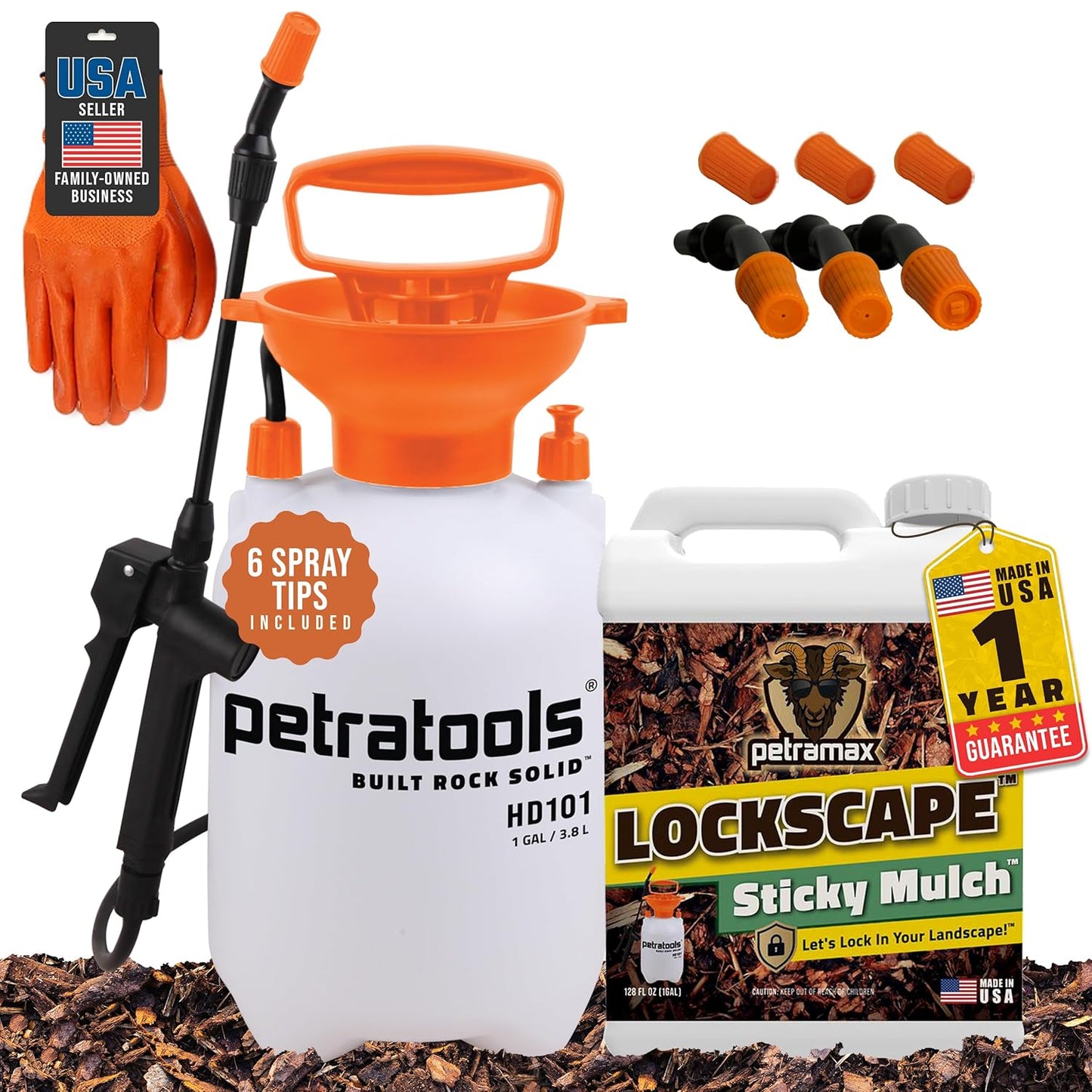Lockscape Sticky Rock Glue for Landscaping with Sprayer Bundle