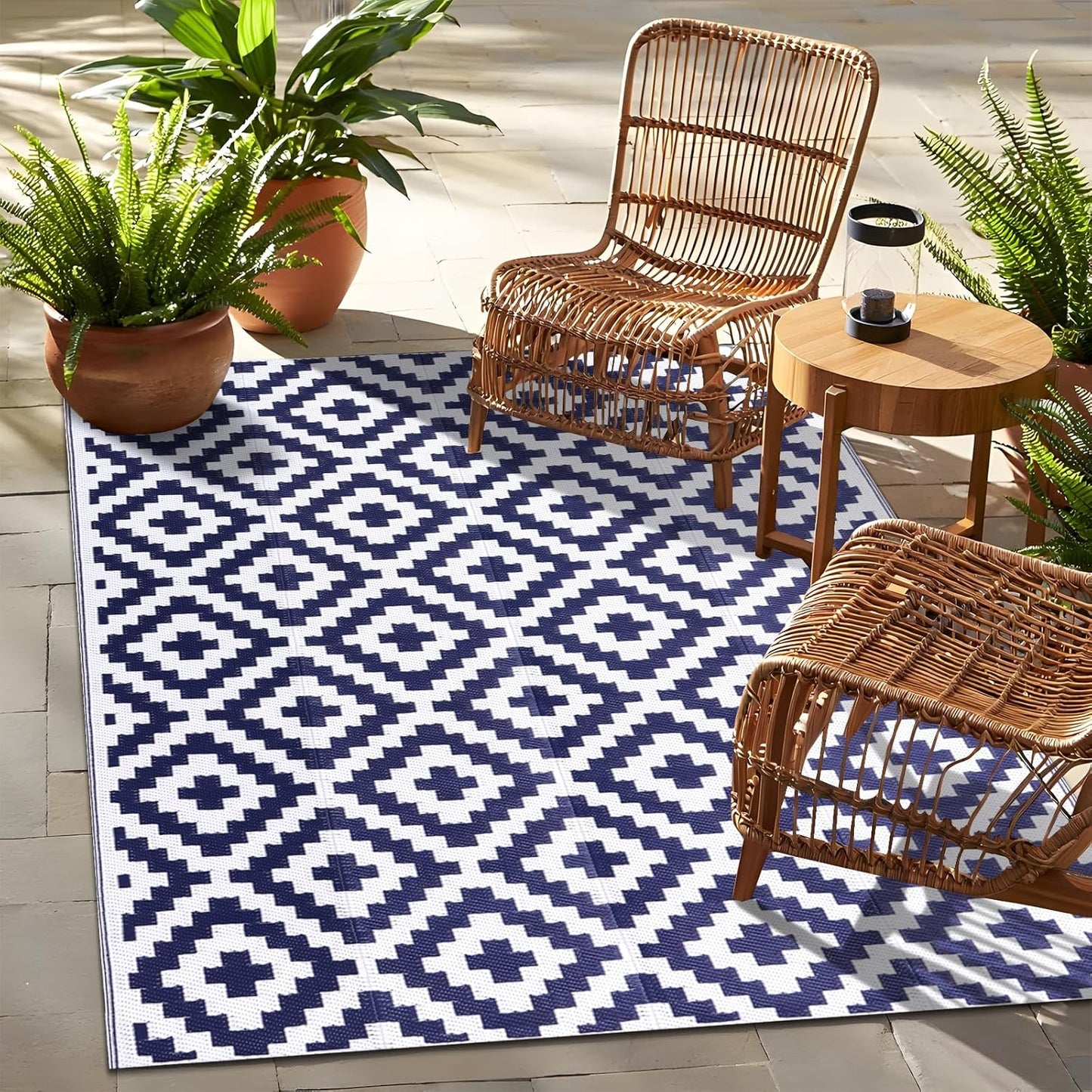 OLANLY Waterproof Outdoor Rug 4x6 ft for Camping & RV Use