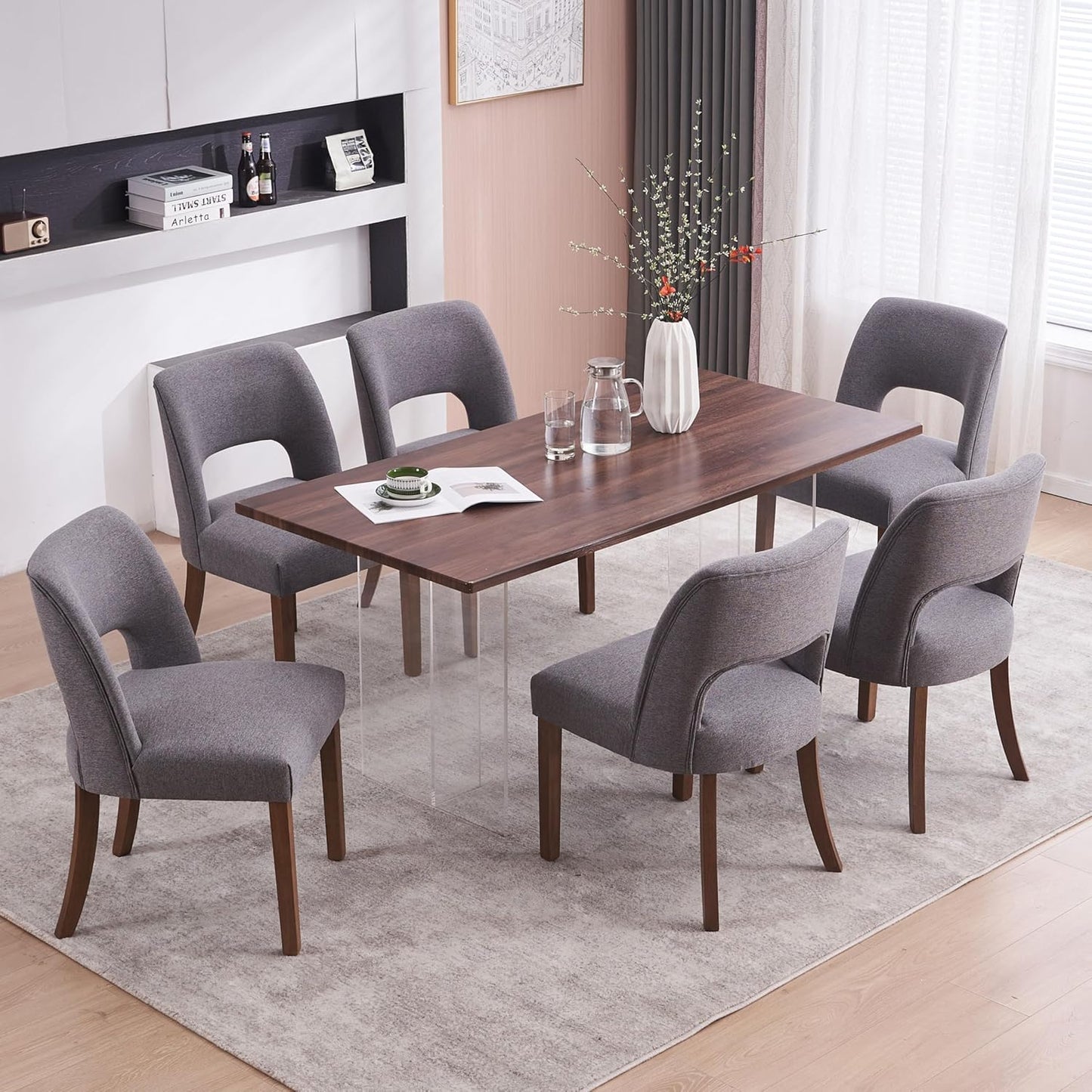 VKNOW Wooden Dining Chairs Set of 6 for Modern Dining Rooms