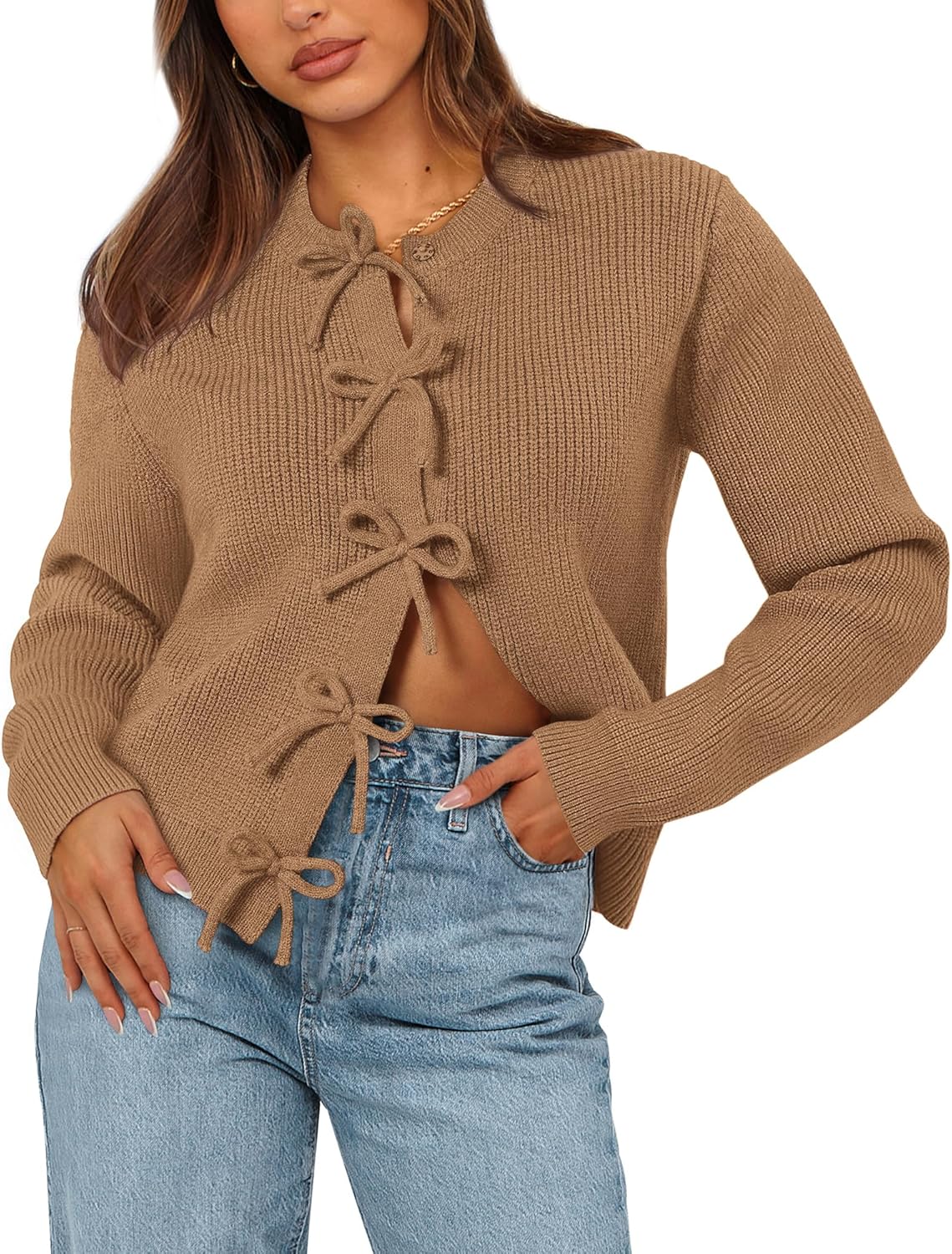 Trendy Bow Cardigan Sweaters for Women - Fall Winter Style
