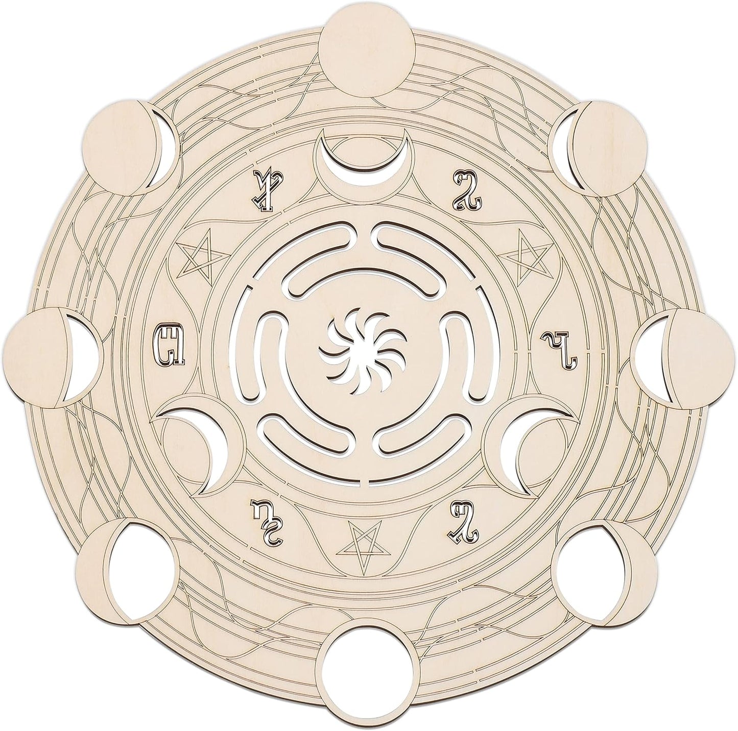 12 Hecate's Wheel Wood Wall Art - Goddess Symbol - Wiccan Decor