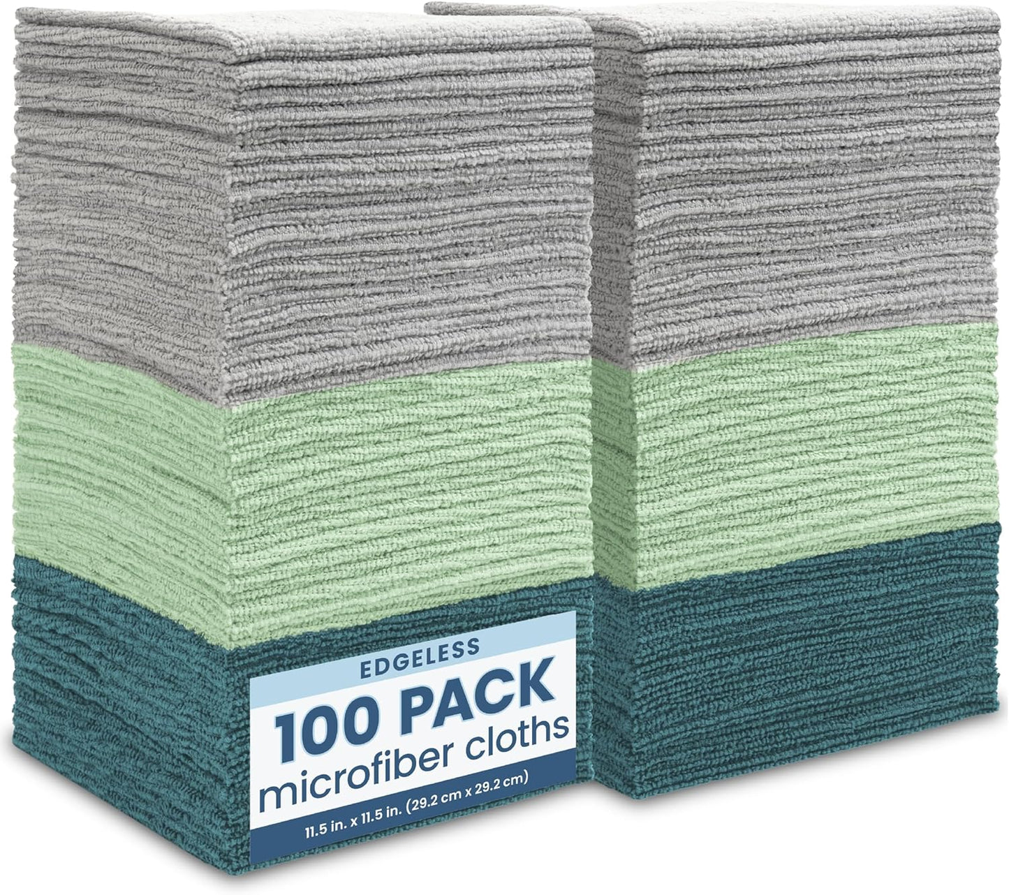 100 Pack Microfiber Cleaning Cloth Set - Multi-Use, Reusable Towels
