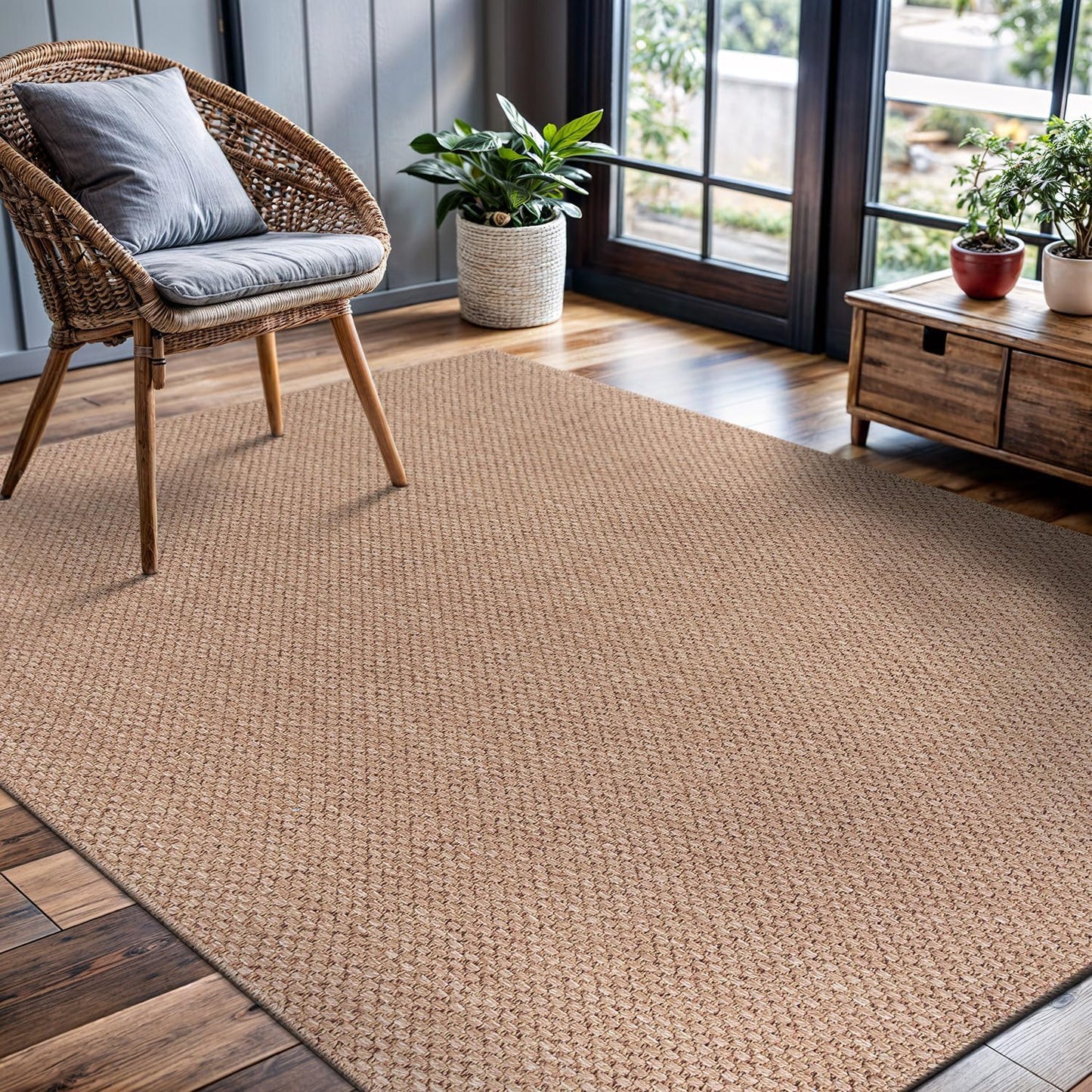 CAMILSON Easy Jute Rug 4x6 for Indoor Outdoor Spaces