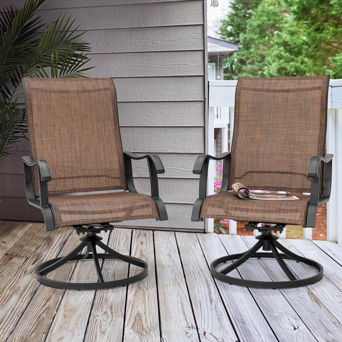 NUU GARDEN Patio Swivel Chair Set for Outdoor Comfort