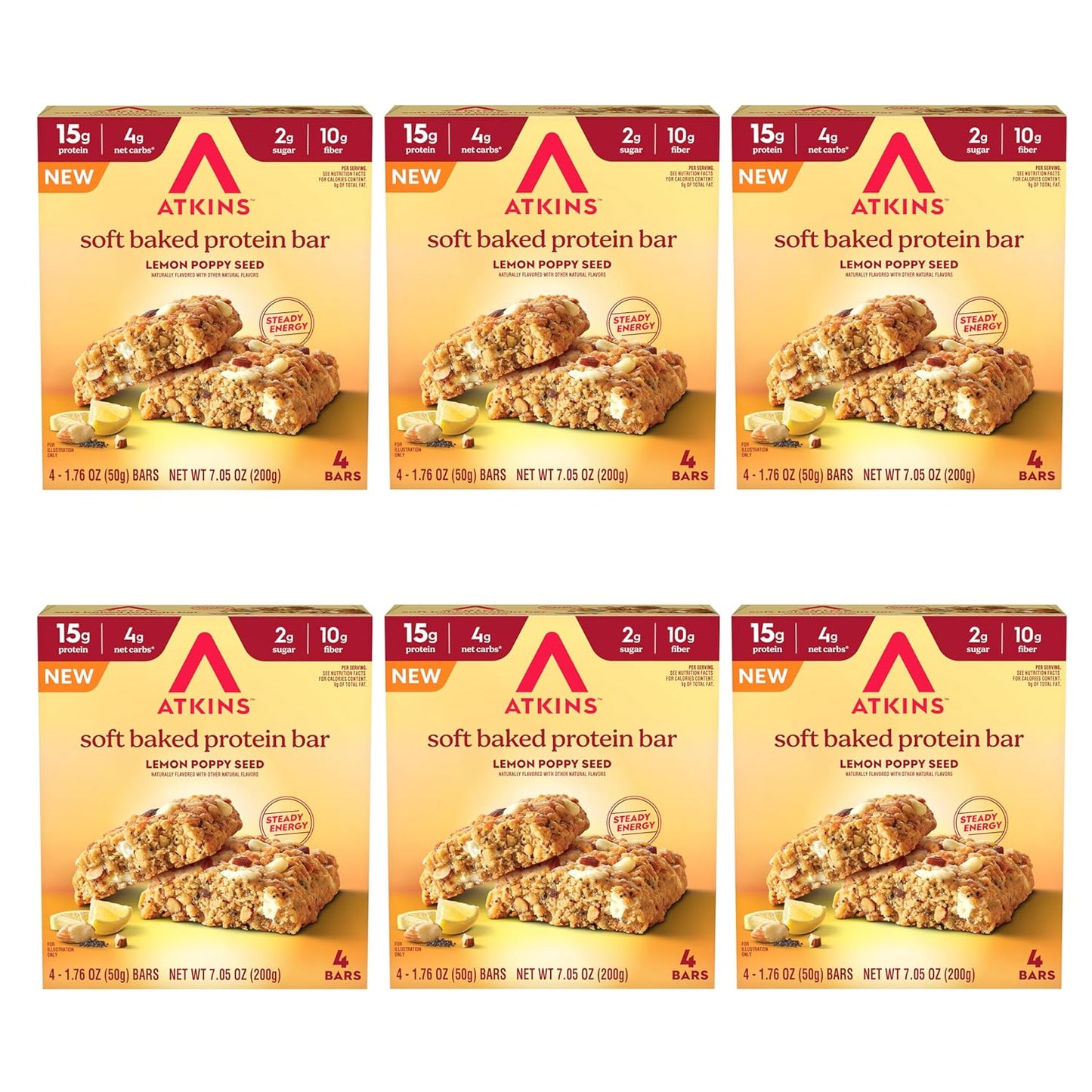Atkins Soft Baked Protein Bars in Lemon Poppyseed Flavor
