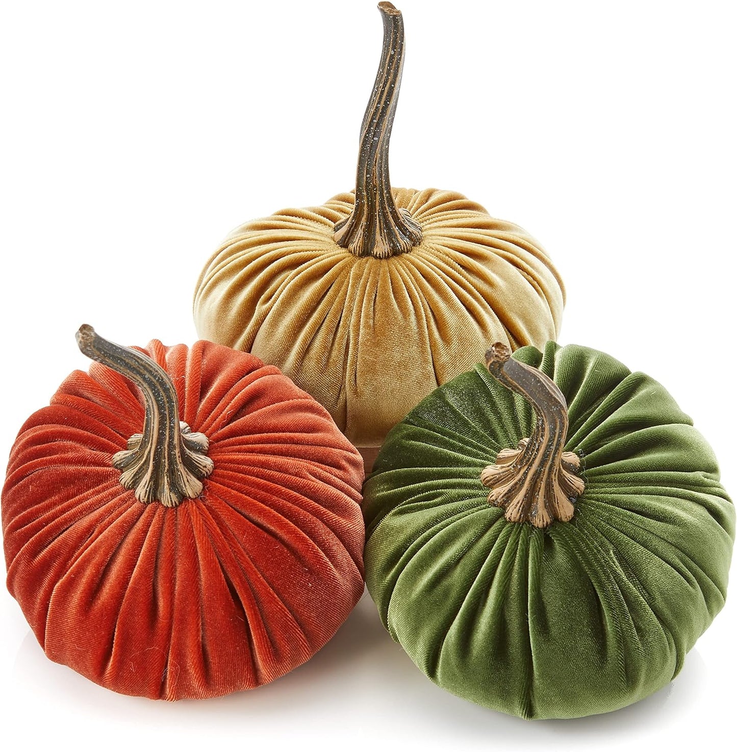 6.25 Inch Velvet Pumpkins Set of 3 for Fall and Halloween Decor