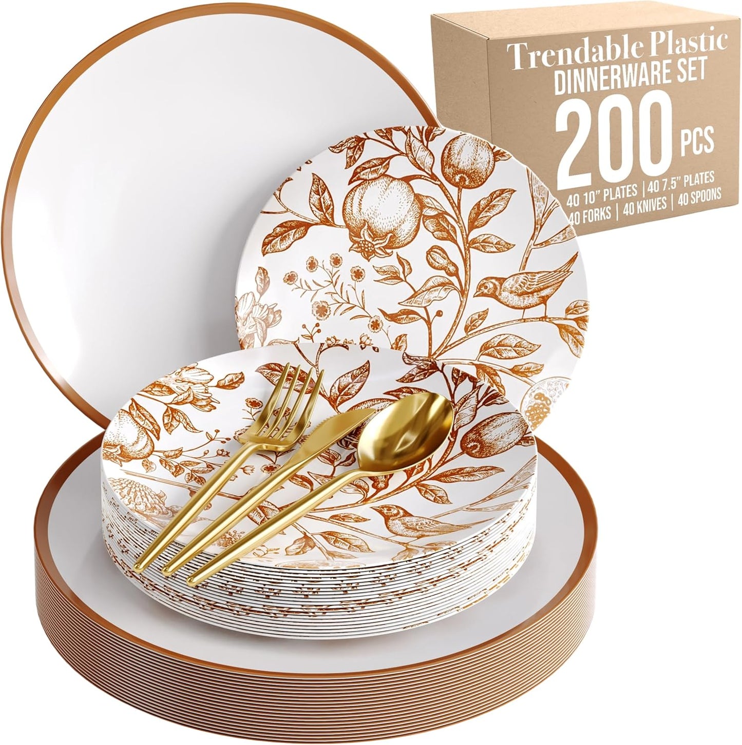 Trendables Fancy Plastic Dinnerware Set for 40 Guests