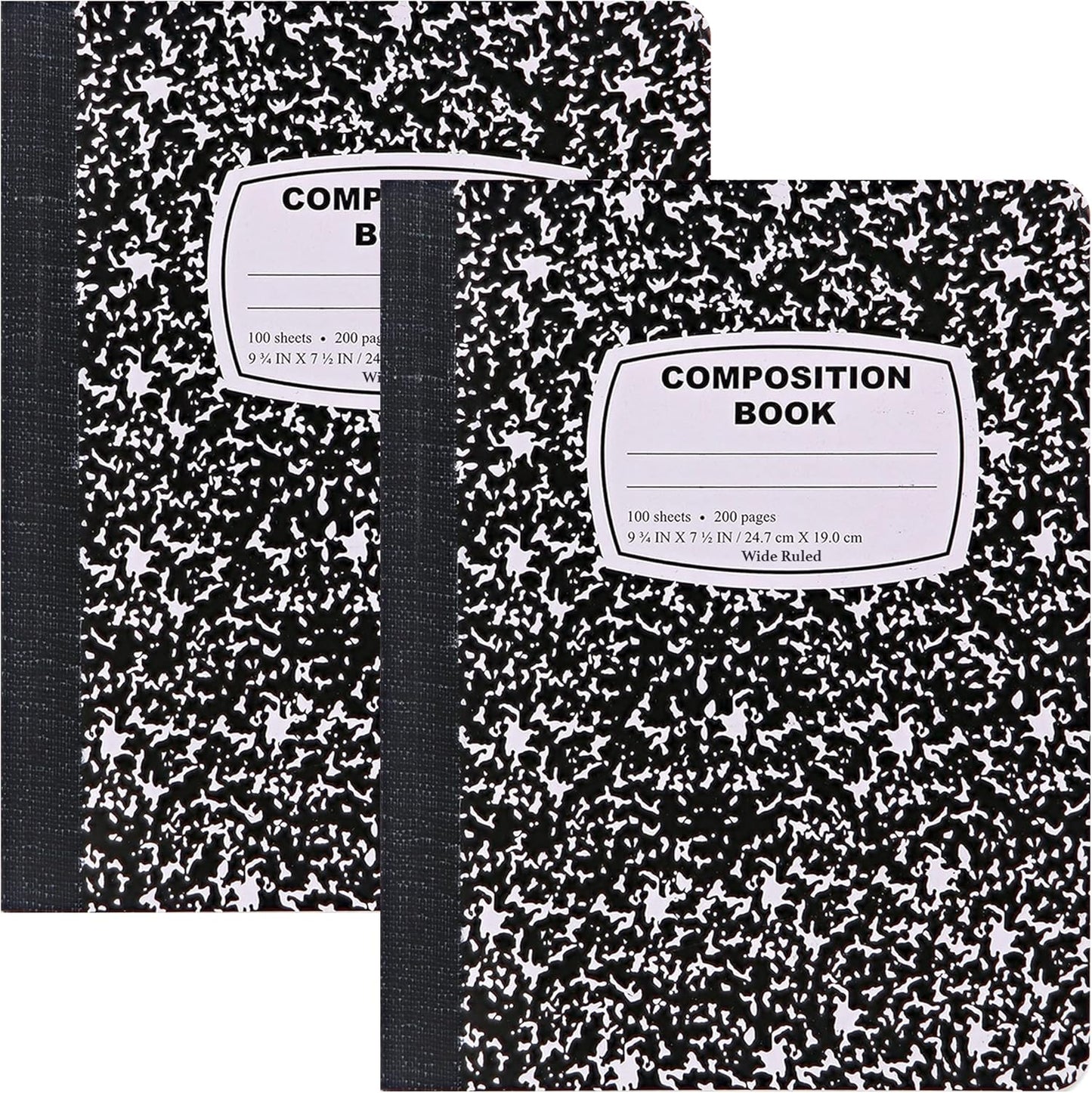 Emraw Marble Composition Notebook 2 Pack - Wide Ruled, 100 Sheets