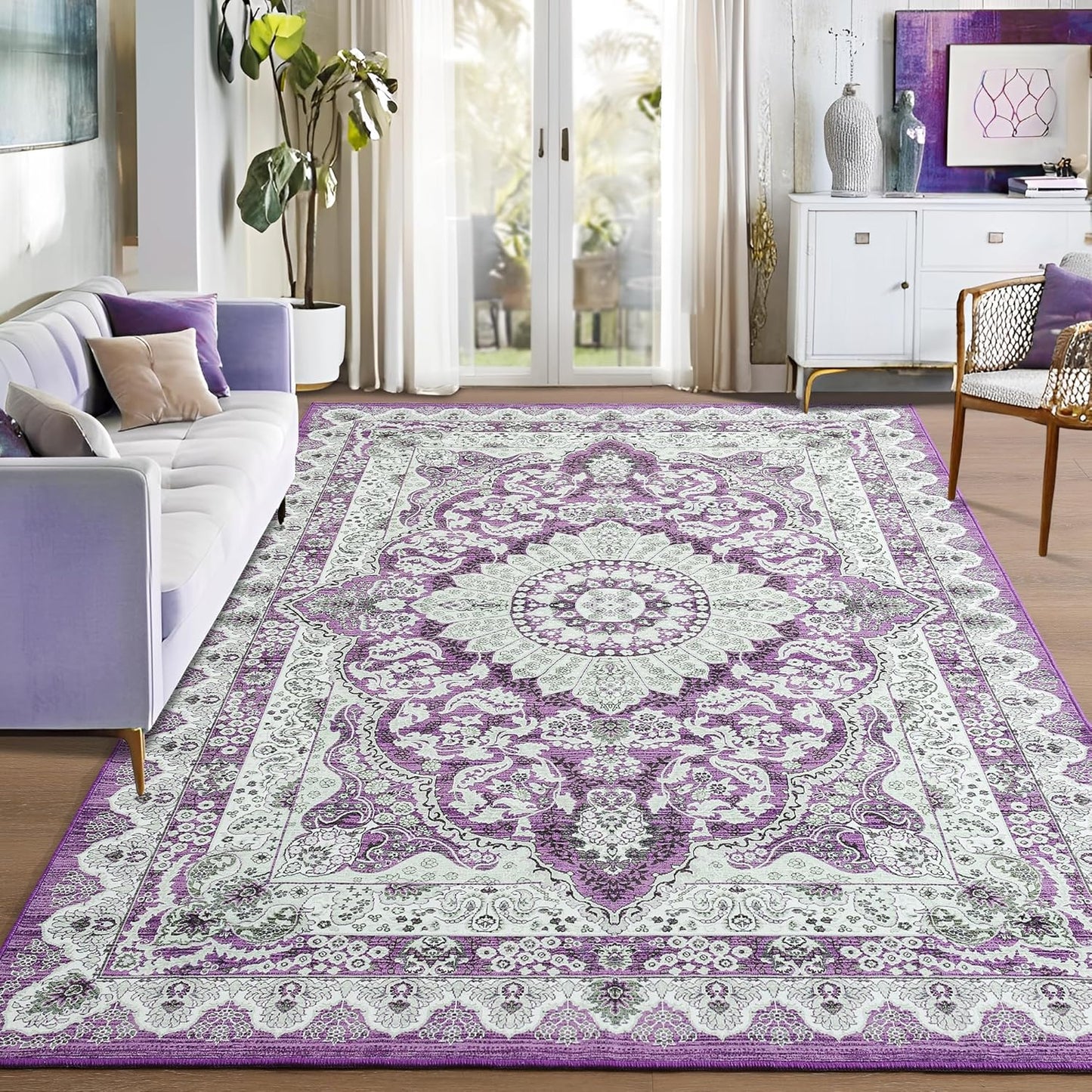 Foxmas 4x6 Area Rugs for Living Room, Vintage Non-Slip Carpet