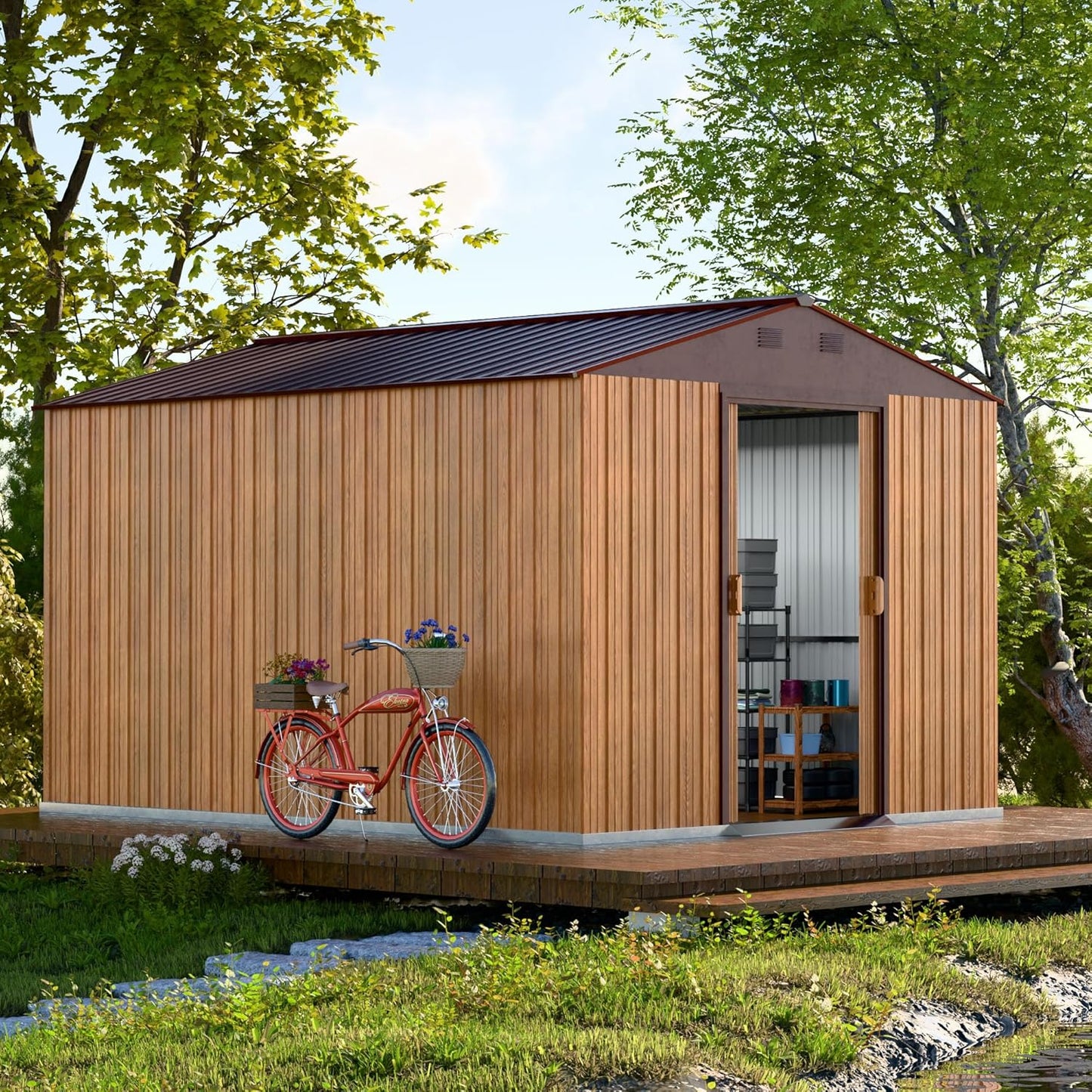 Metal Shed 8x10 FT - Durable Steel Storage Solution for Outdoors
