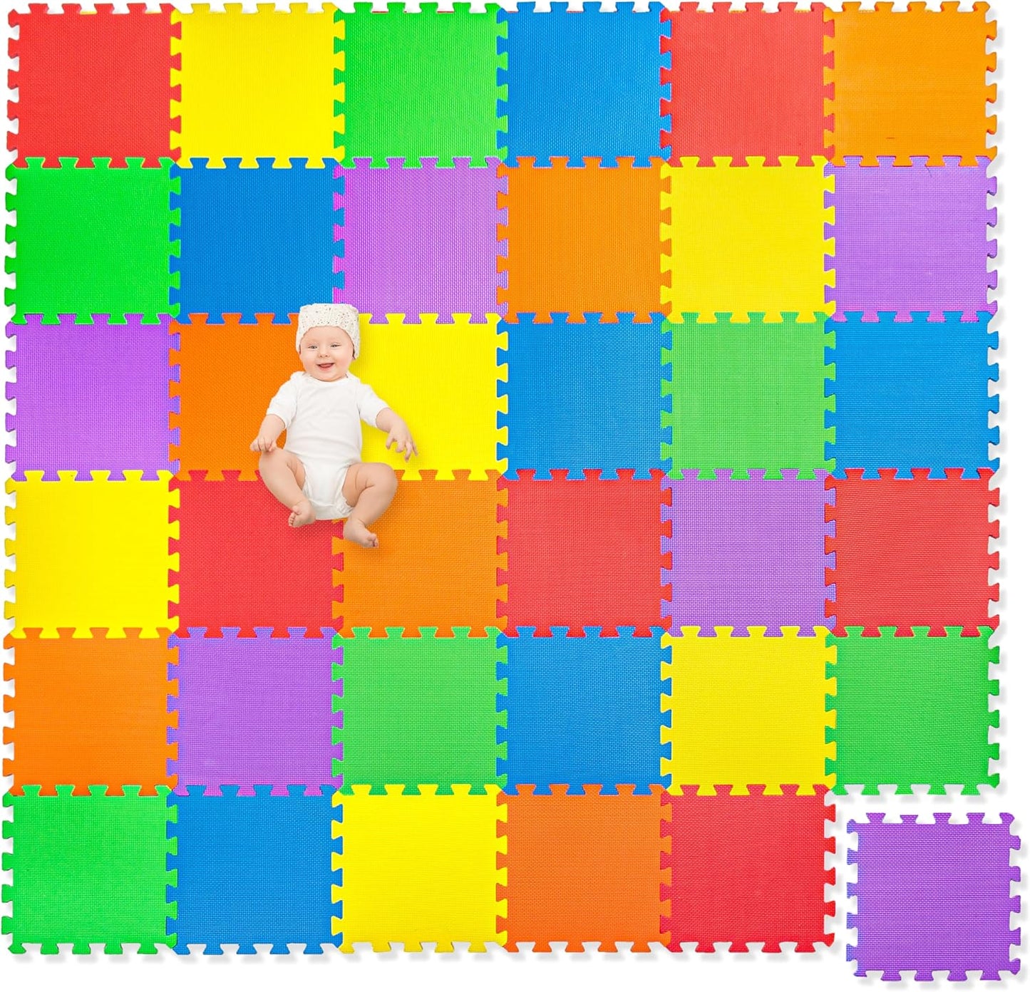 Non-Toxic Extra-Thick Kids Play Mat - Comfortable Cushiony Foam, 6 Colors