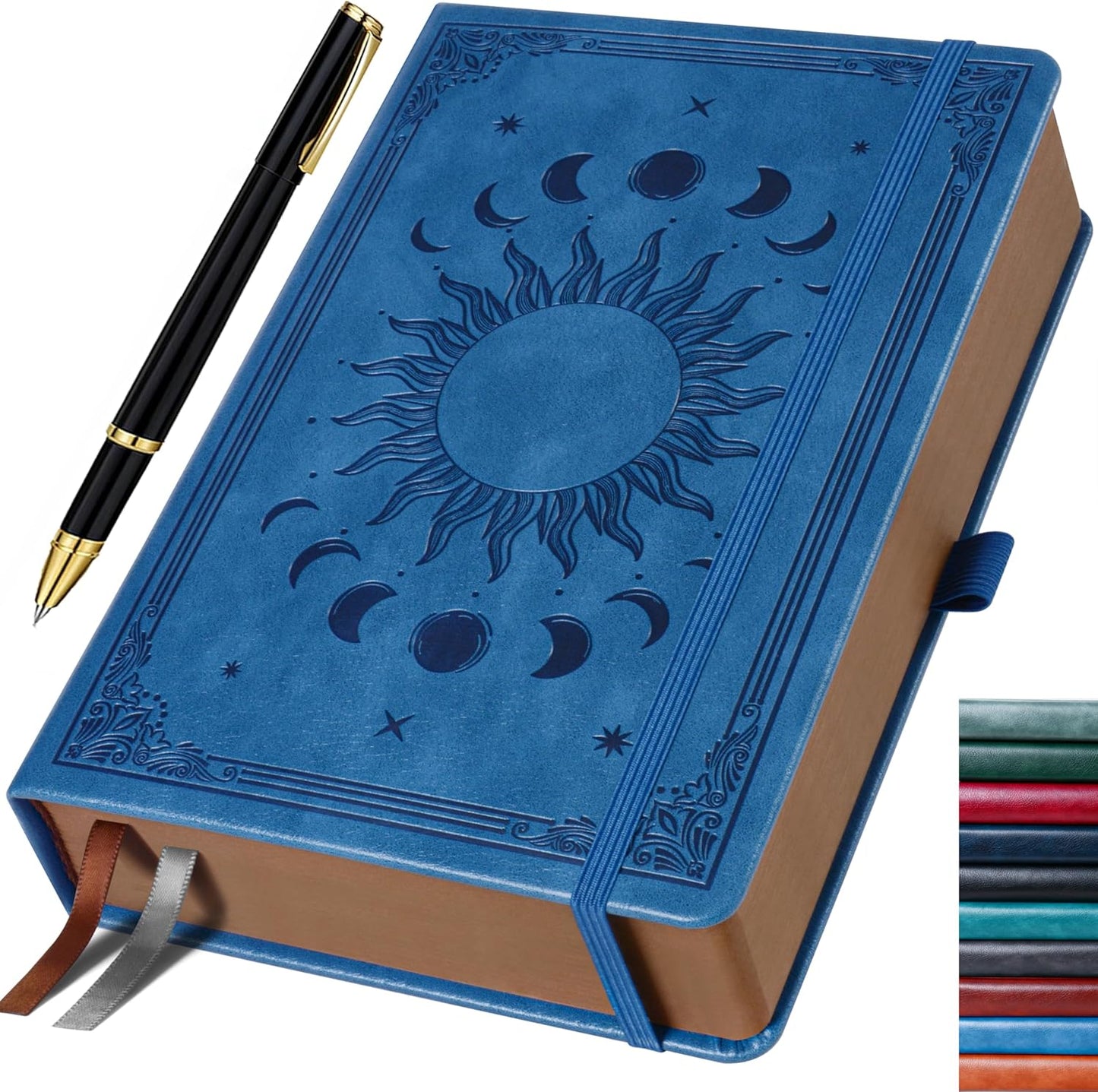 Premium Leather Journal, 360 Pages, Classic Lined Writing, A5, Blue