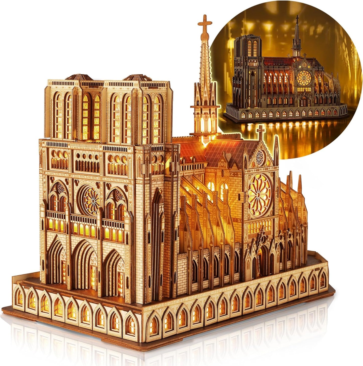 LED 3D Wood Puzzle - Notre Dame de Paris Architecture Model