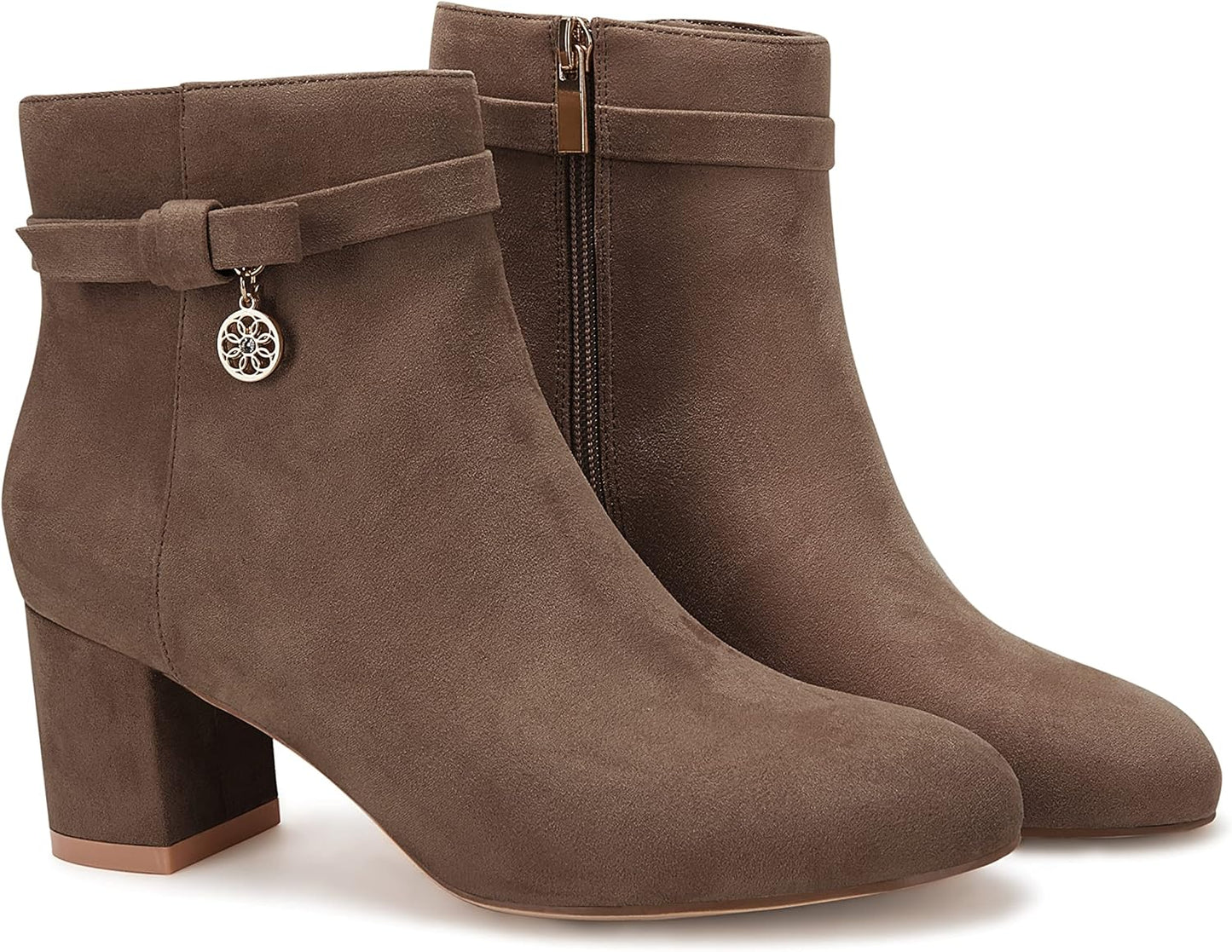 Coutgo Women's Vintage Tie Knot Ankle Boots with Block Heel