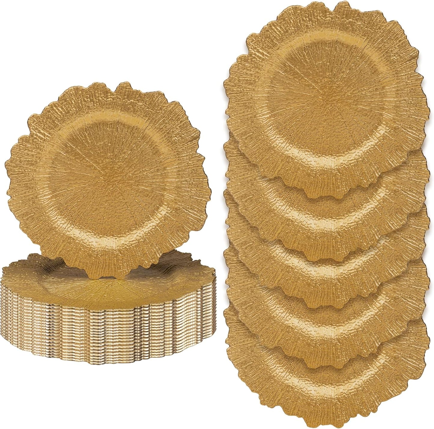 JEVERGN 24 Pack Gold Charger Plates for Elegant Table Settings