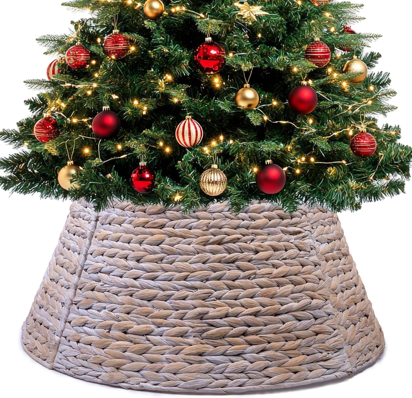 CLAYNIX Tree Collar - Adjustable Water Hyacinth Christmas Skirt