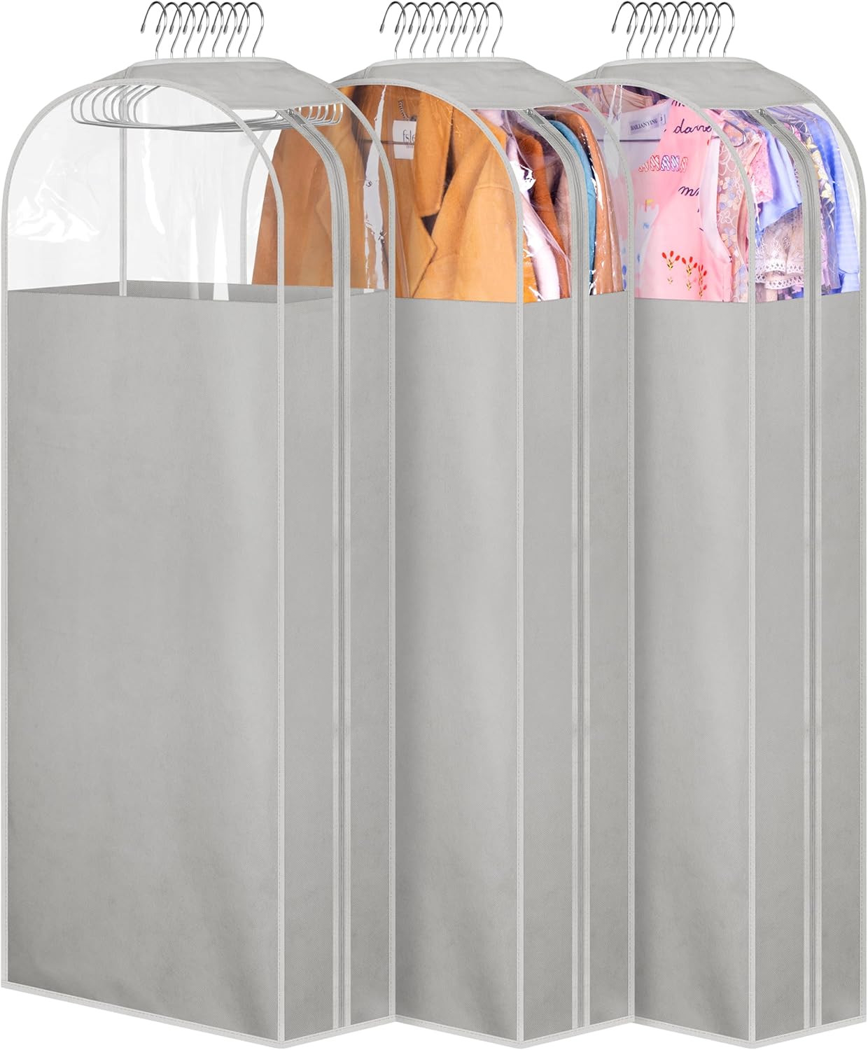 MISSLO 10 Gusseted Garment Bags for Hanging Clothes Storage
