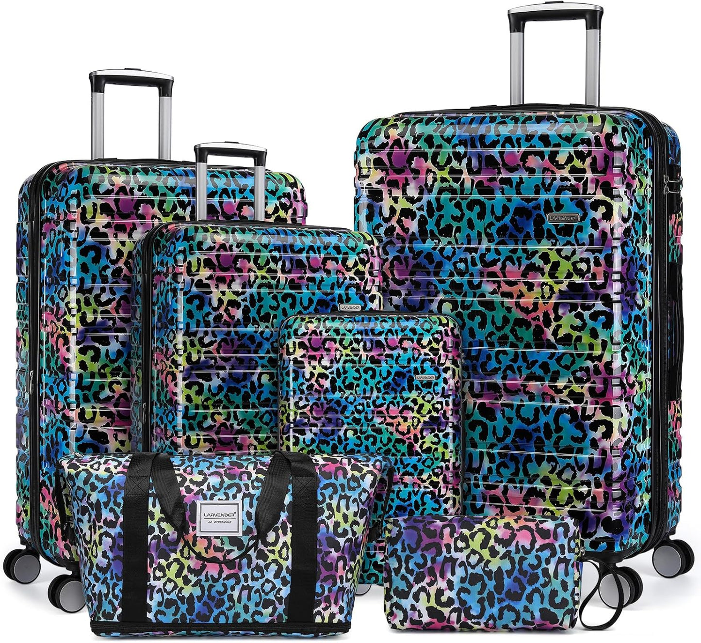 LARVENDER Expandable Luggage Sets 6 Piece with Spinner Wheels