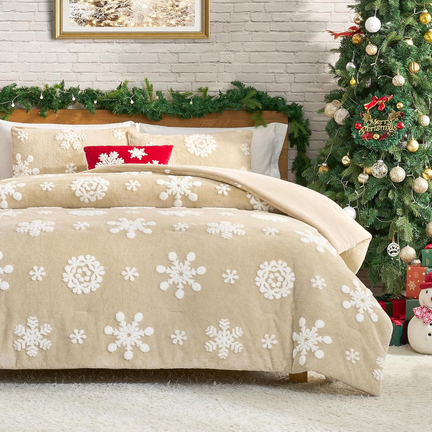 Amelie Home Christmas Comforter Set Queen for Winter Warmth