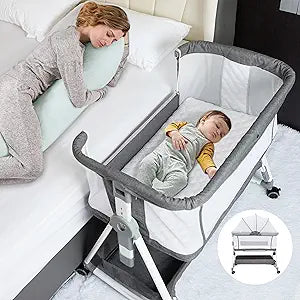 3 in 1 Rocking Bassinet for Baby with Adjustable Height & Wheels