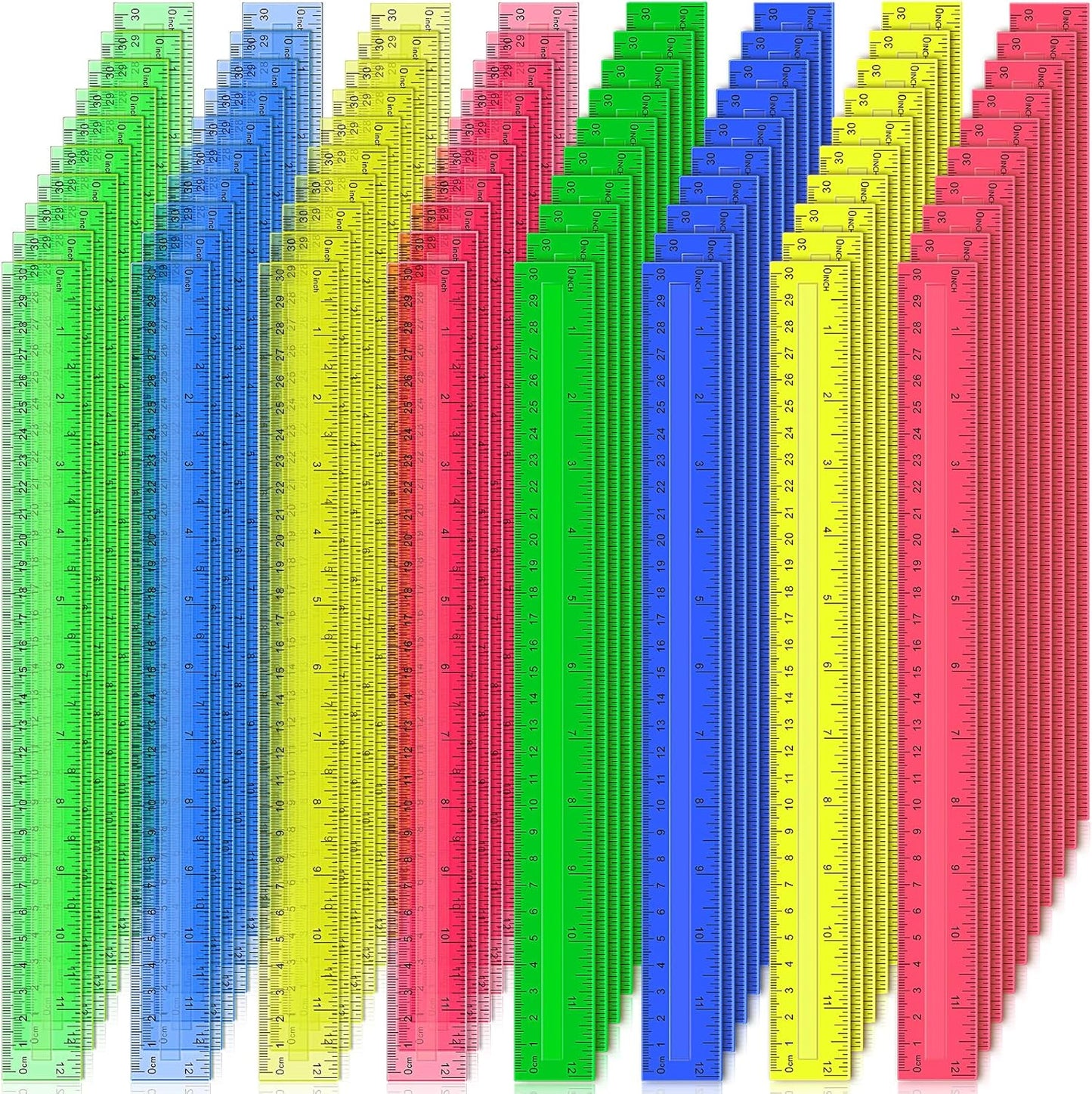 504 Pcs 12 Inch Plastic Rulers Set for Kids and Classroom Use