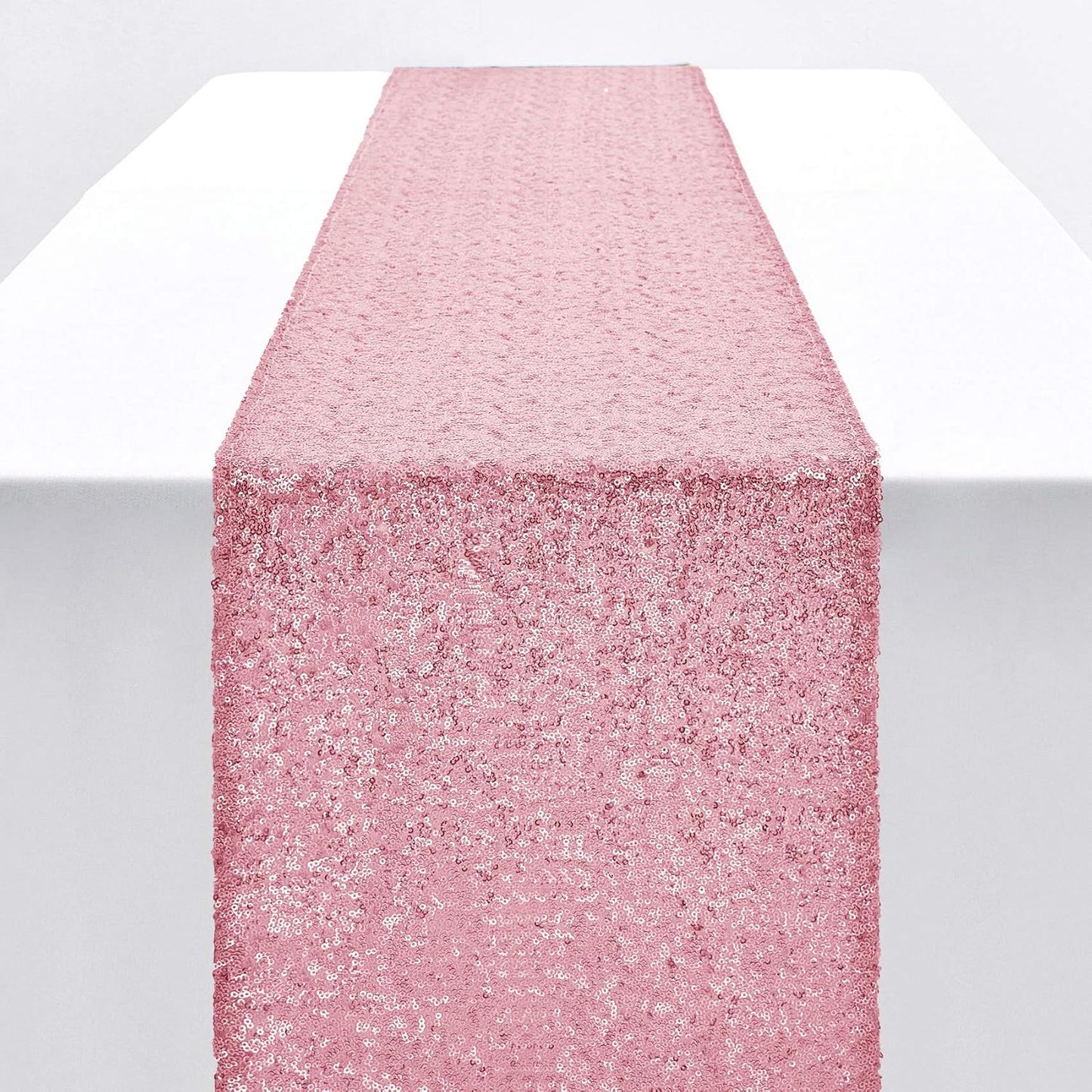 Rose Pink Sequin Table Runner for Weddings and Parties