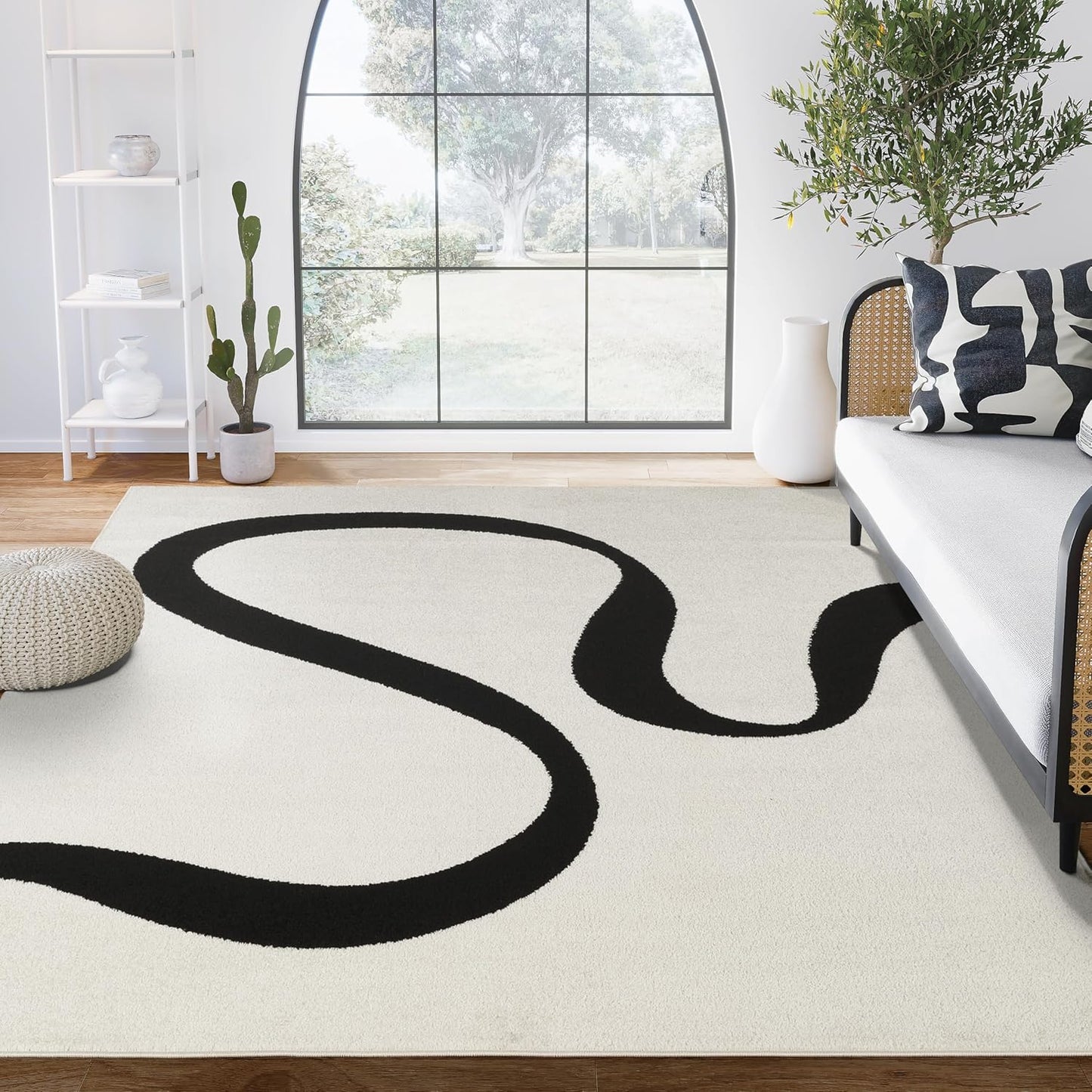 Abani Abstract Beige/Black Area Rug - Modern Design for Any Room