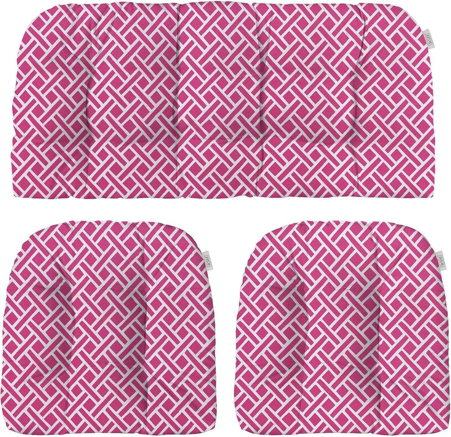 3-Piece Wicker Tufted Cushion Set for Outdoor Loveseat & Chairs