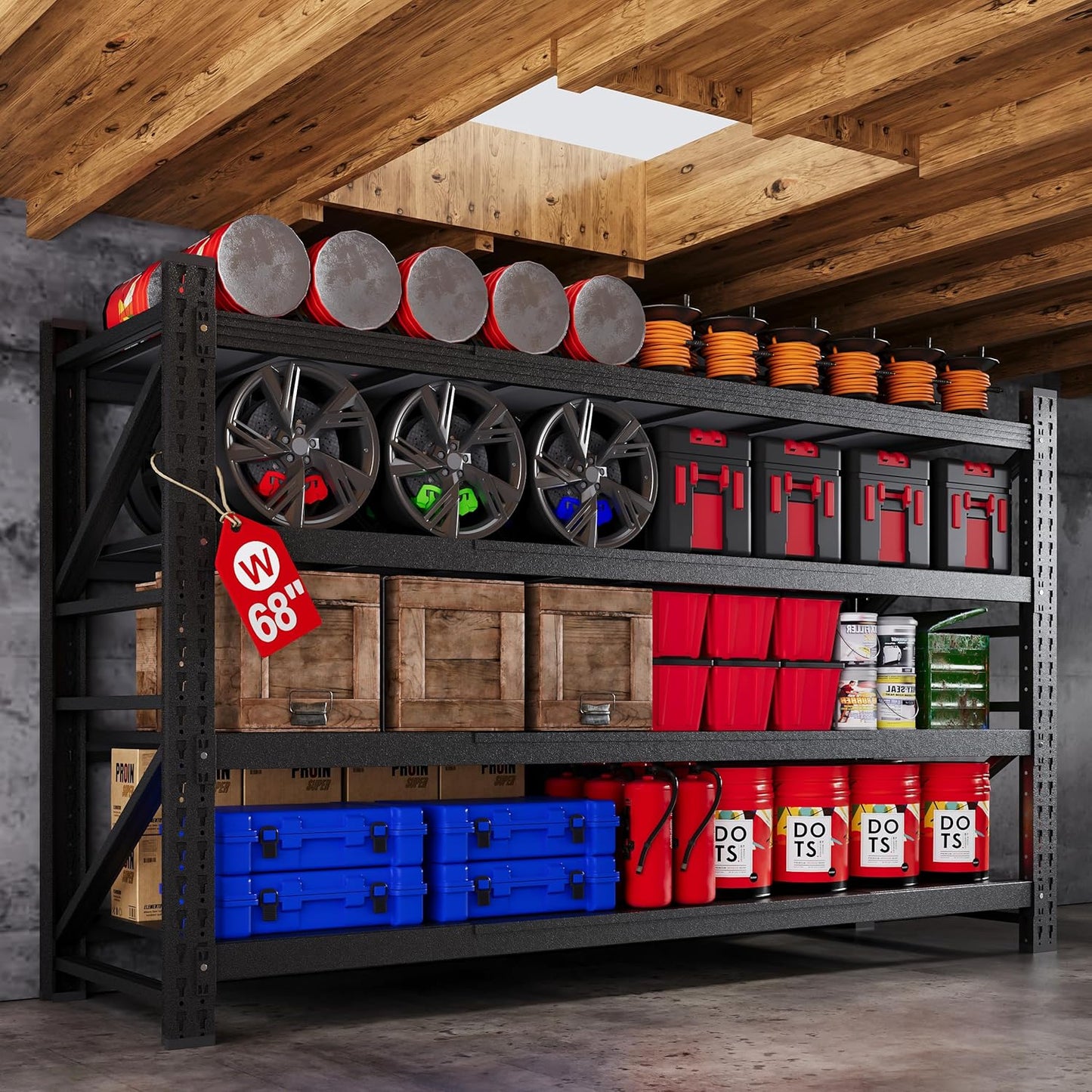 68 W Heavy Duty Metal Garage Shelving Units for Storage