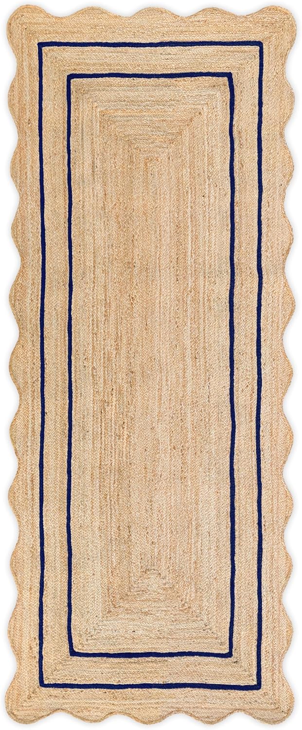 Wave Scalloped Natural Jute Runner for Boho Farmhouse Decor