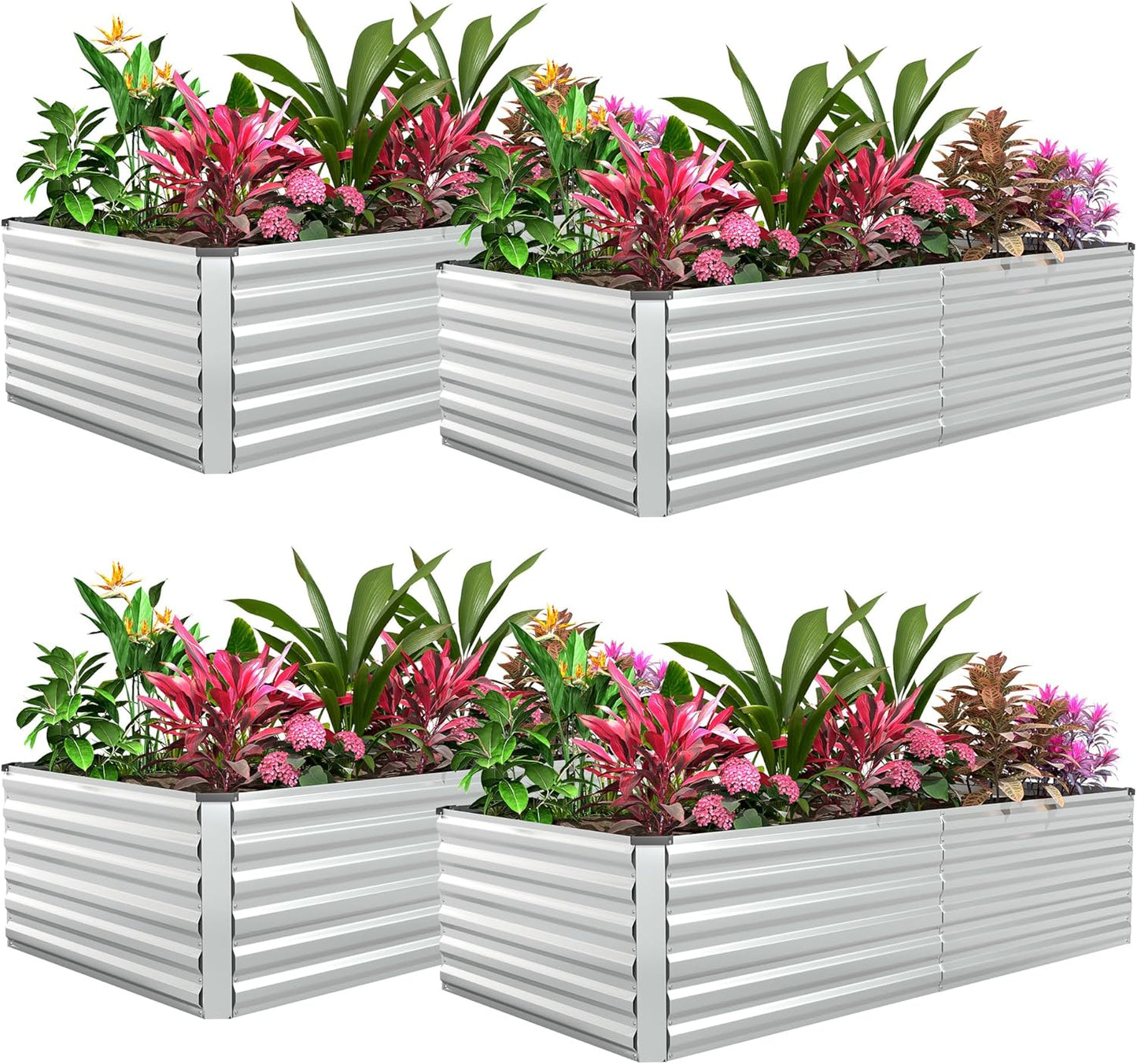 Galvanized Raised Garden Bed for Vegetables and Flowers