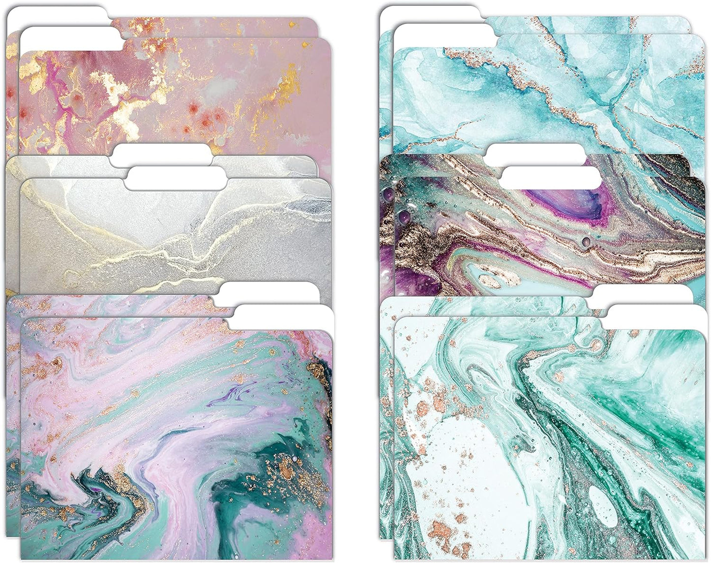 Stylish Marble Design File Folders, 12 Pack