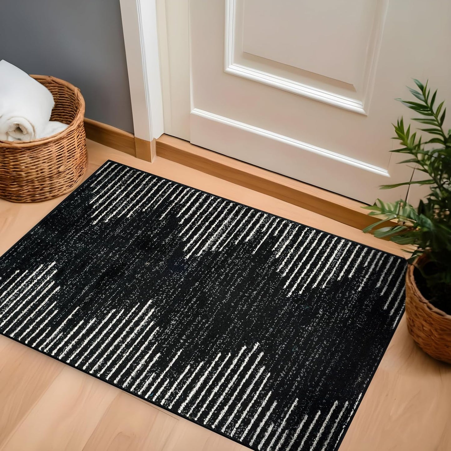 Bohemian Stripe Stain Resistant Area Rug for High Traffic Spaces