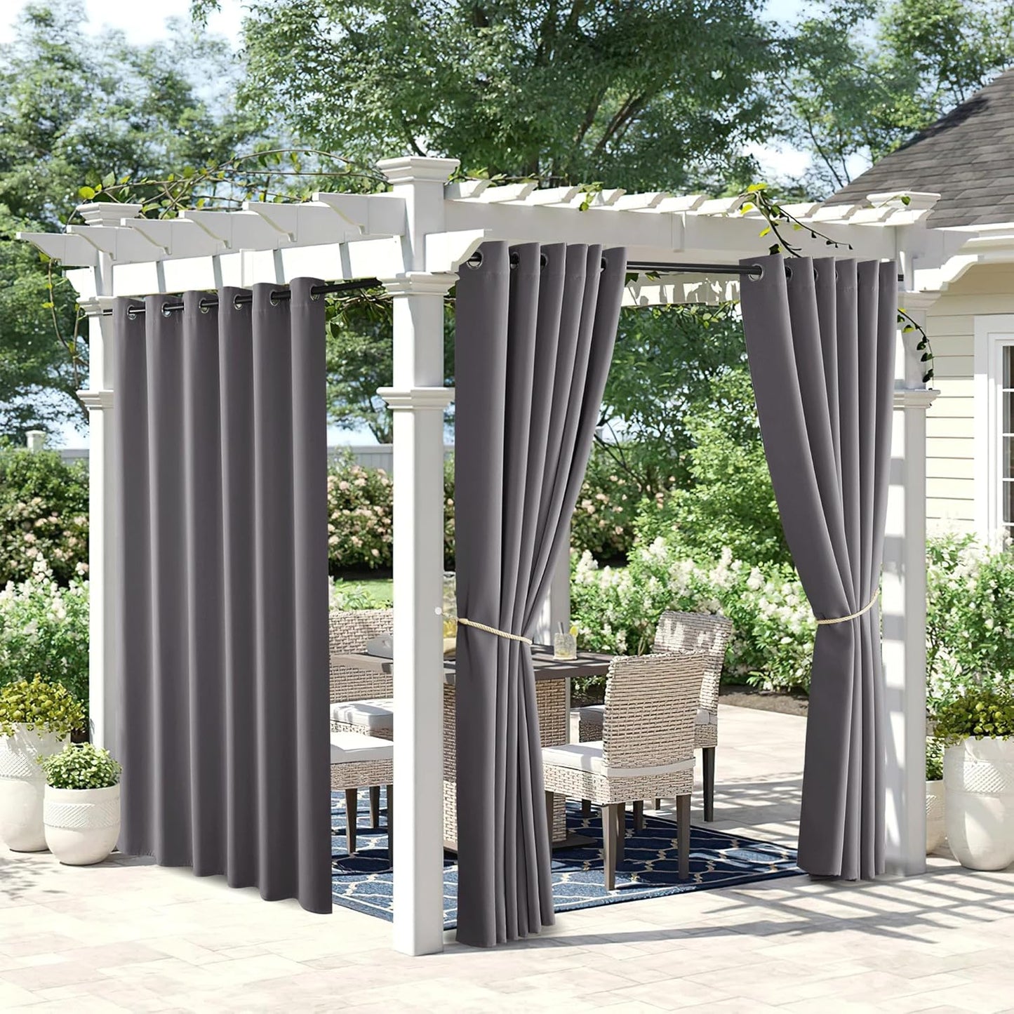 NICETOWN Extra Wide Outdoor Curtains for Patio Waterproof W84 x L84
