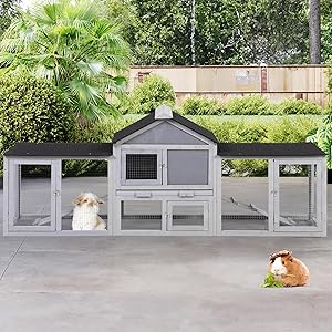 COZIWOW 82 Extra Large Wooden Rabbit Hutch for Bunnies