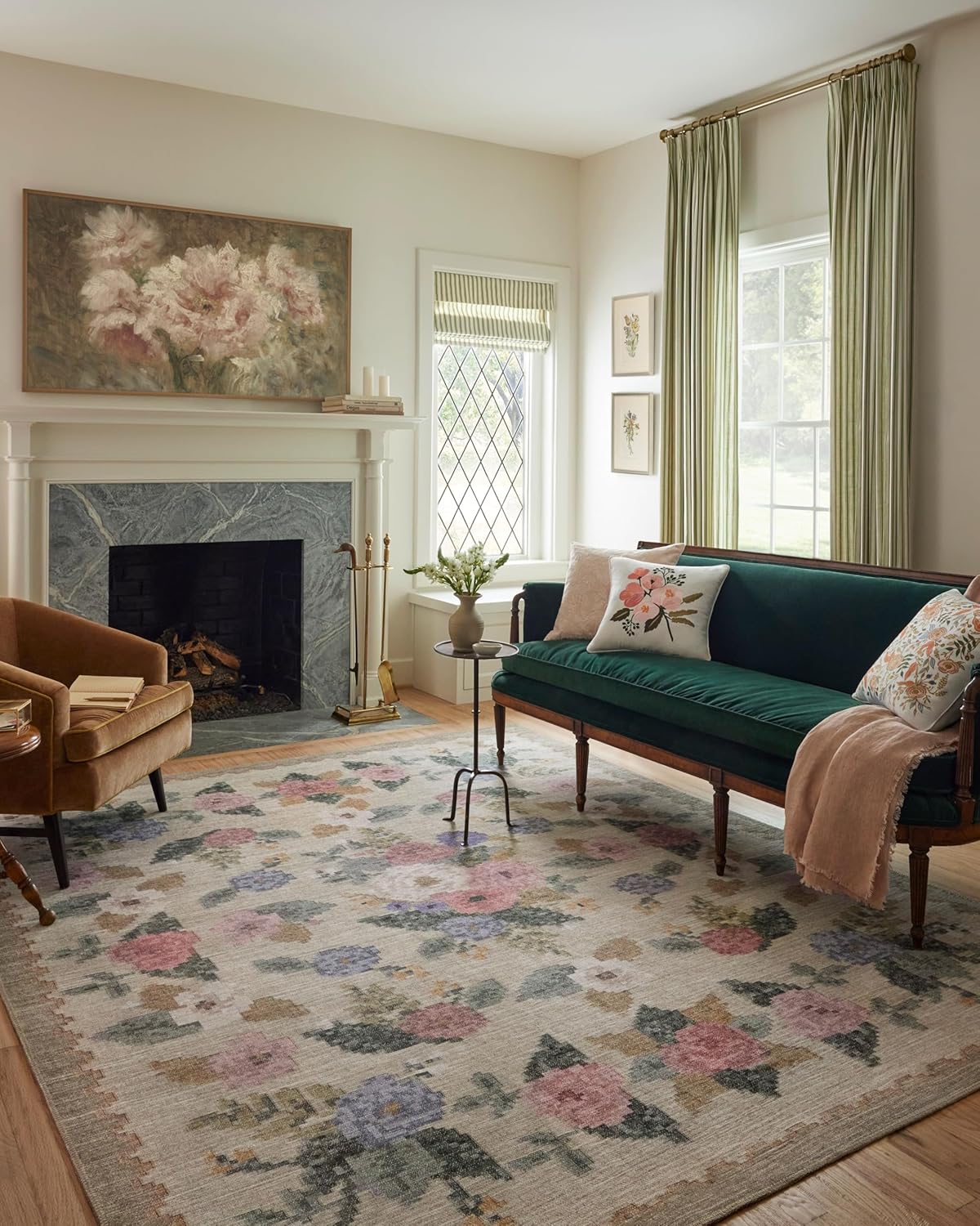 Rosa Collection Area Rug by Rifle Paper Co. - Soft Floral Design