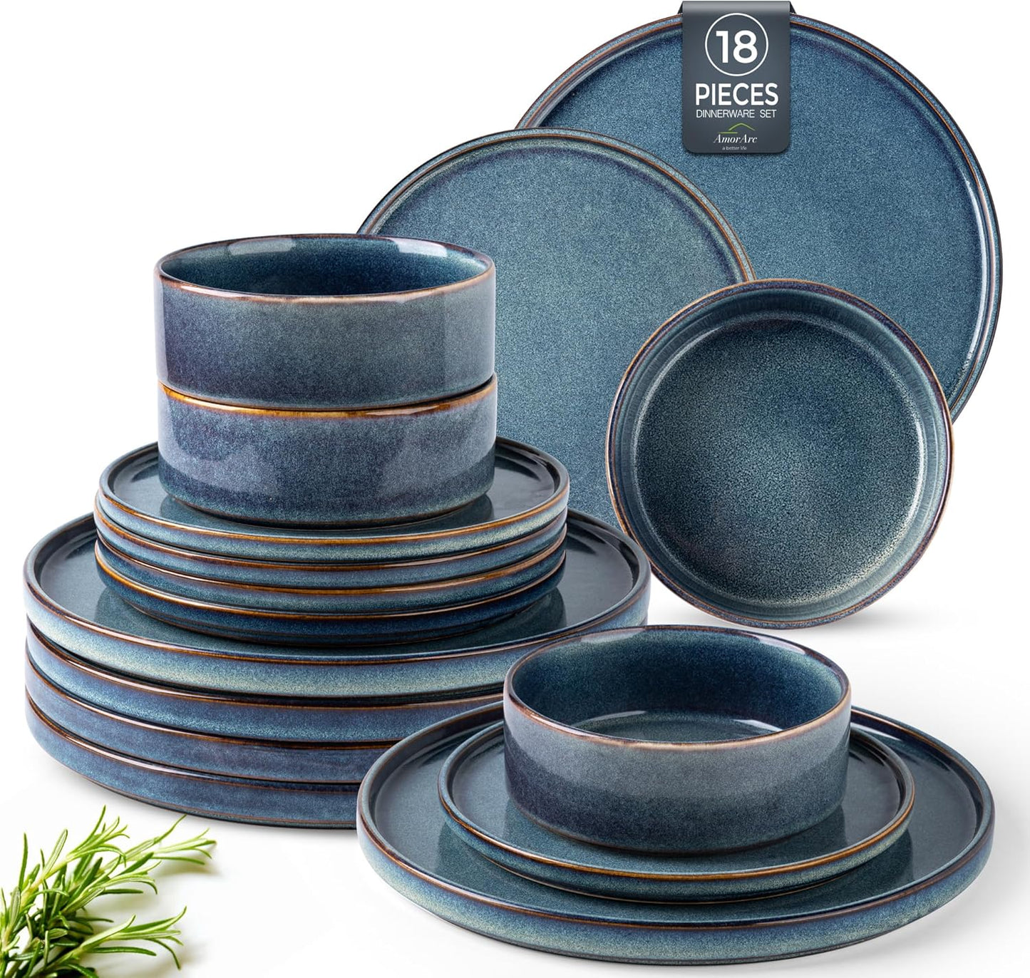 AmorArc Ceramic Dinnerware Set: Unique Handmade Plates & Bowls