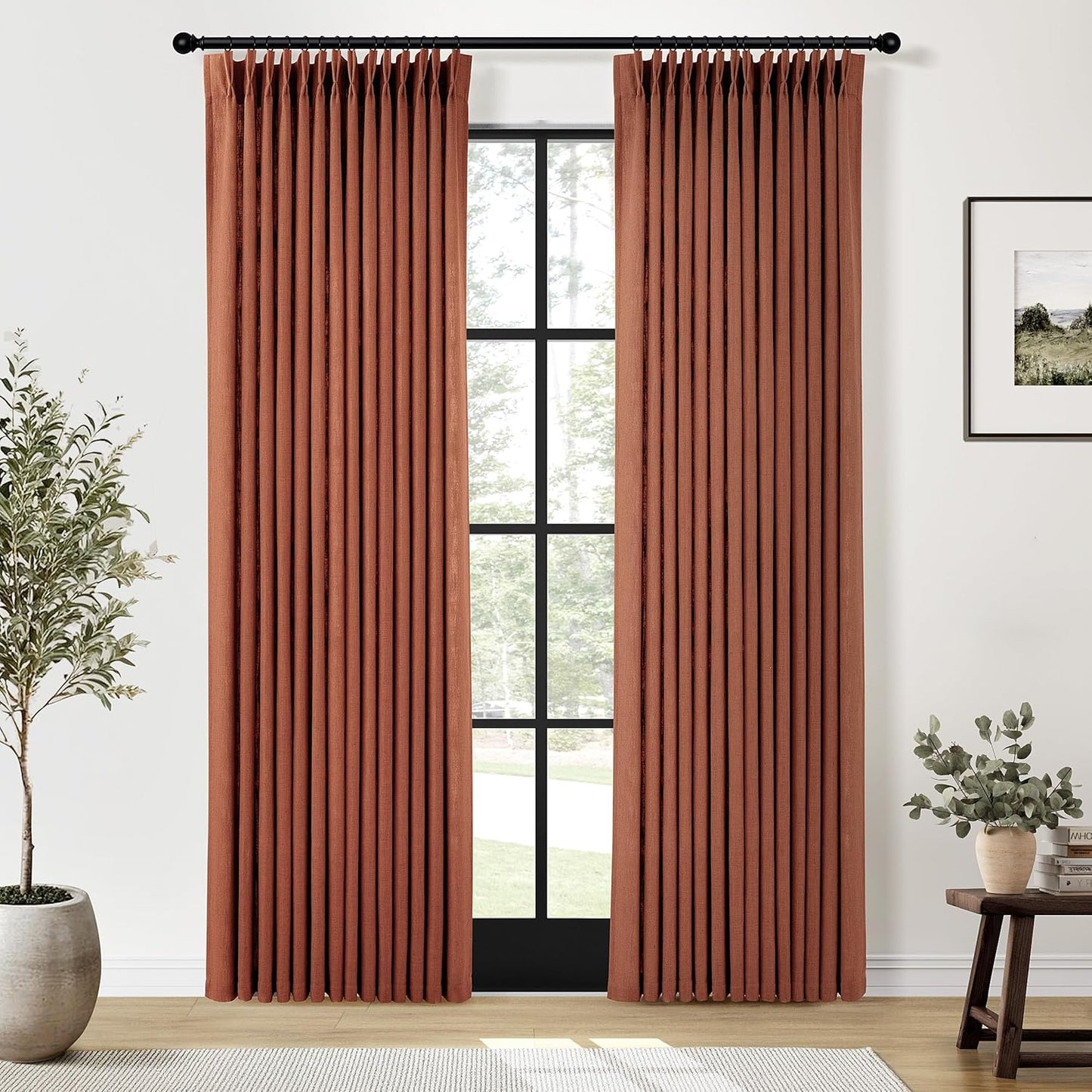 Terracotta Burnt Orange Thick Linen Curtains for Elegant Spaces