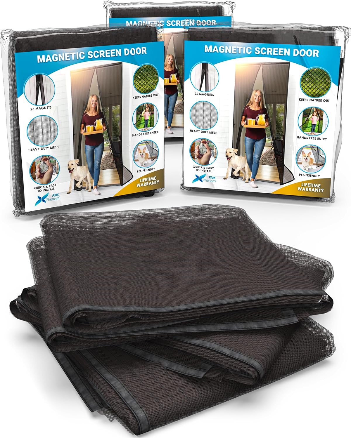 Flux Phenom Magnetic Screen Door - Easy Install & Bug Blocker