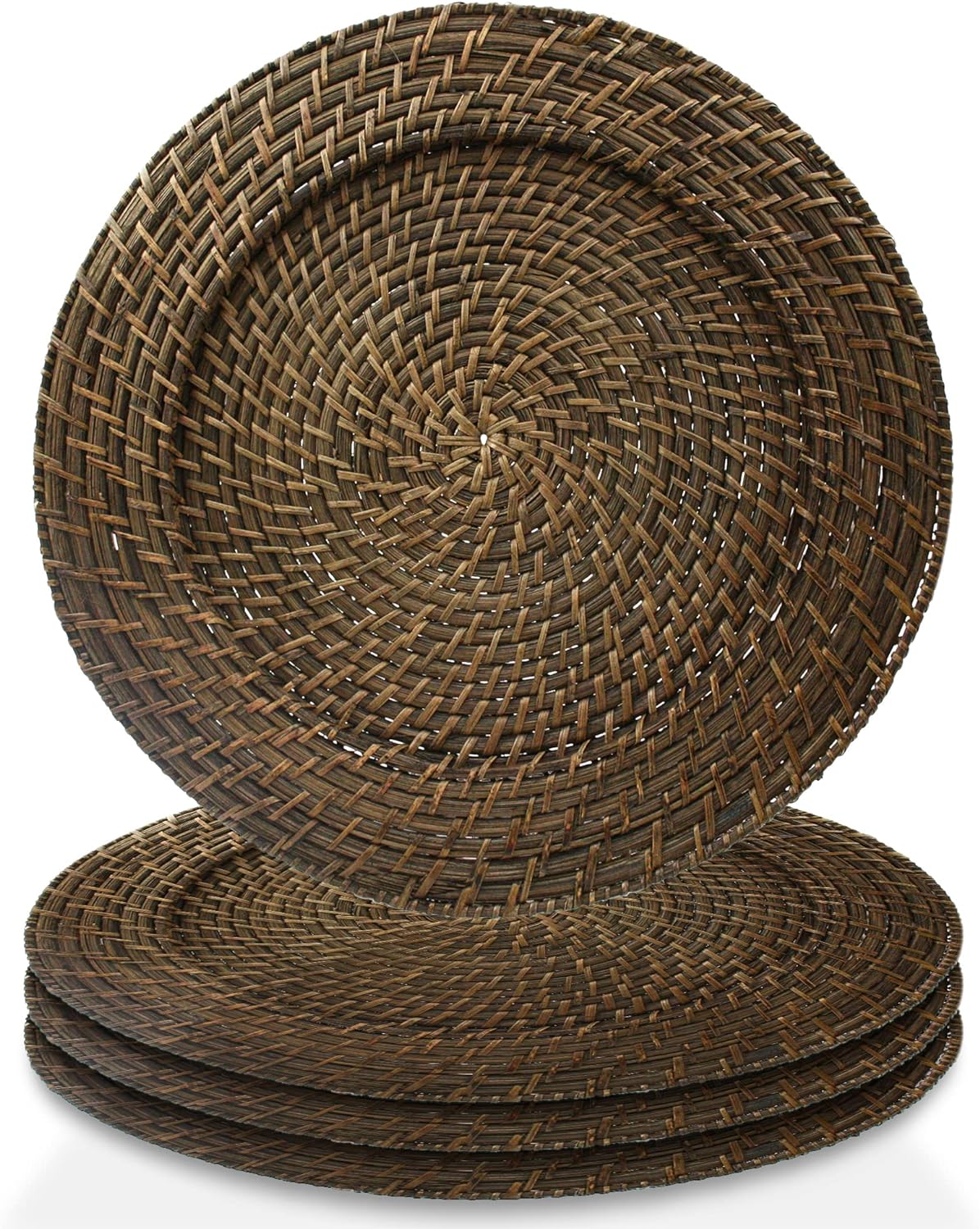 Jay Import Set of 4 Rattan Chargers: Fine Dining Elegance!